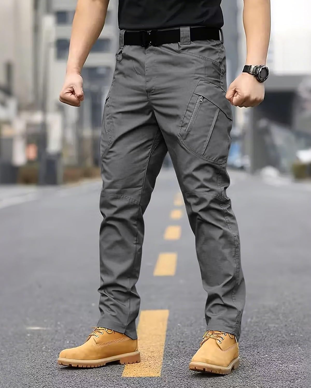 Detalle 2 de whox Men's Work Cargo Pants, Water-Resistant Ripstop, 6 Pockets