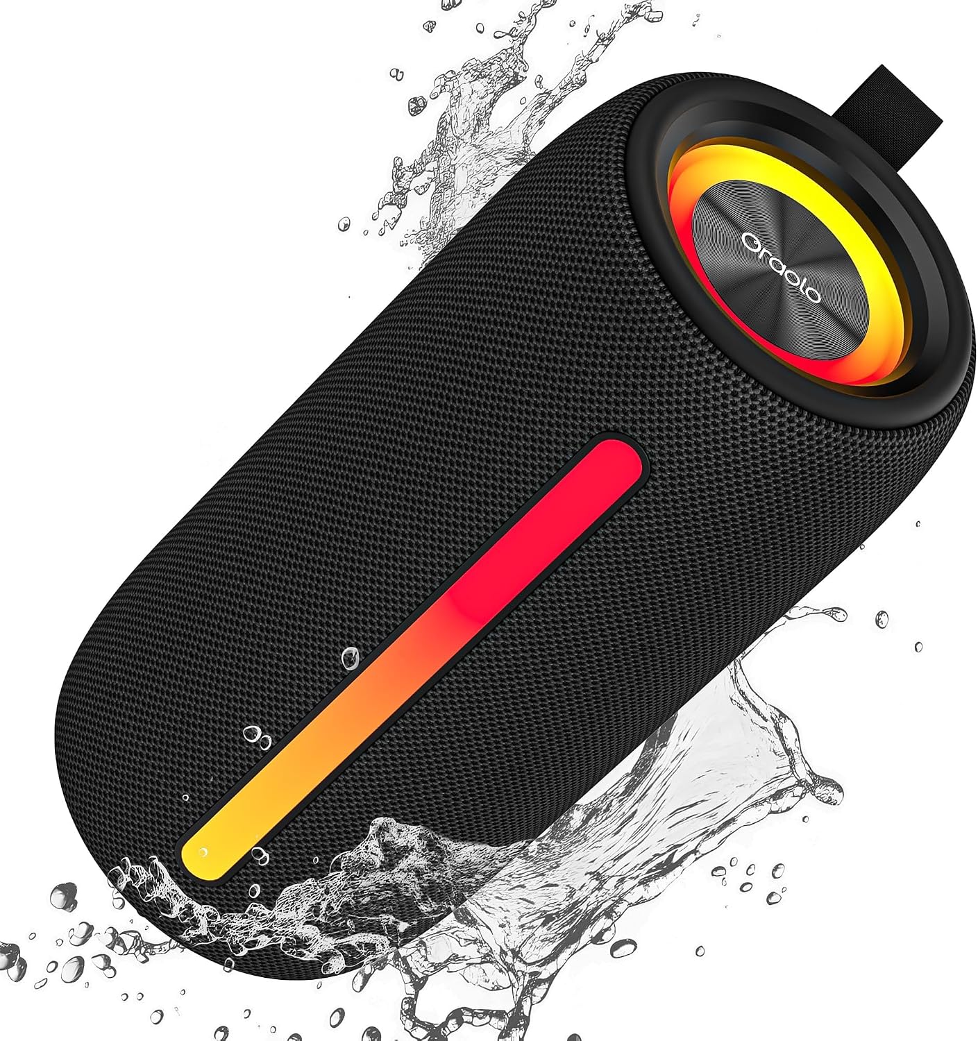 Detalle de oraolo Bluetooth Lautsprecher Speaker Tragbarer Musikbox mit RGB Lichtshow, IPX6 Wasserdicht, 24W Stereo, 10 Stunden Akku