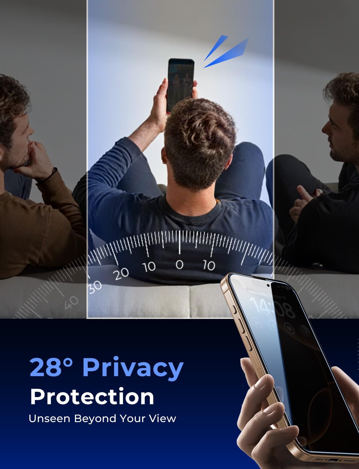 Detalle 2 de MAGIC JOHN iPhone 16 Pro 6.3" Privacy Glass protector