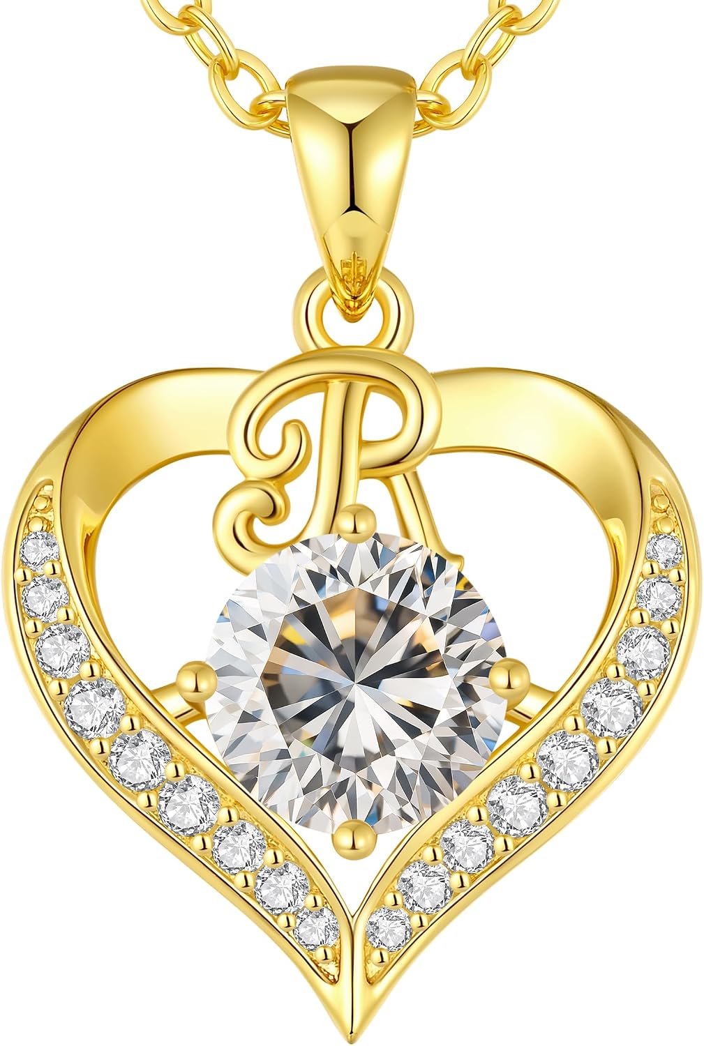 Detalle de Collier alphabet LOUISA SECRET avec initiales en capitales et pendentif cœur d’amour plaqué or 18K