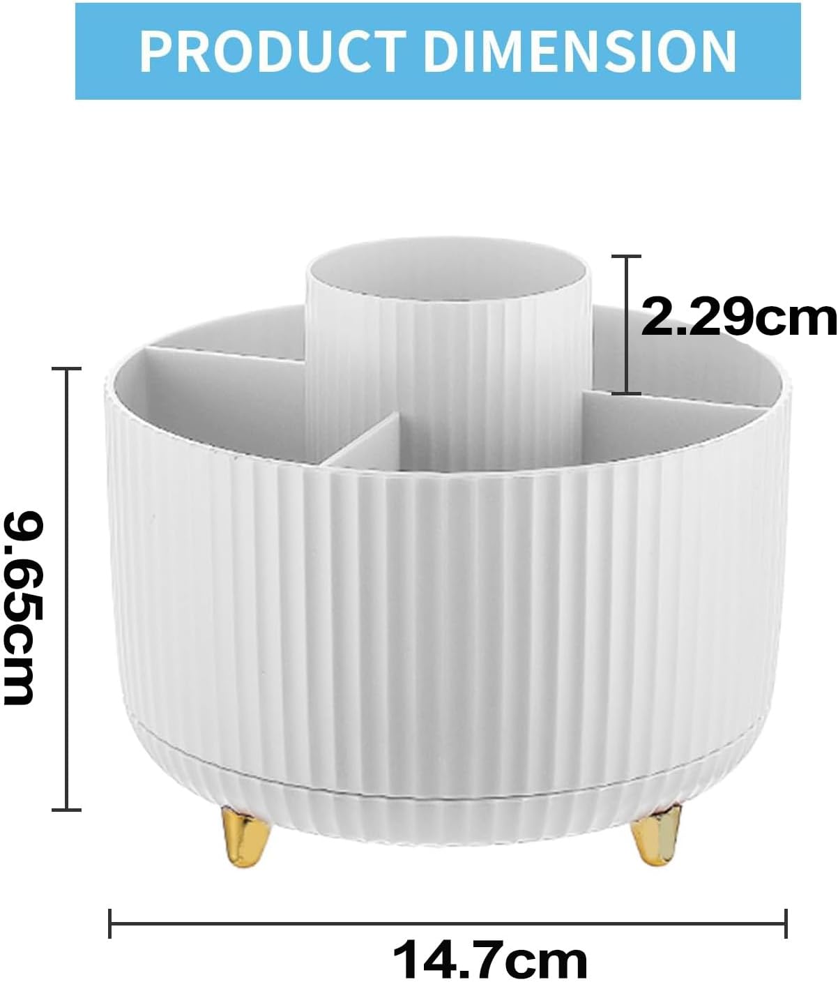 Thumbnail 5 de Marbrasse Desk Organiser: 360-Degree Rotating Pen Holder with 5 Compartments