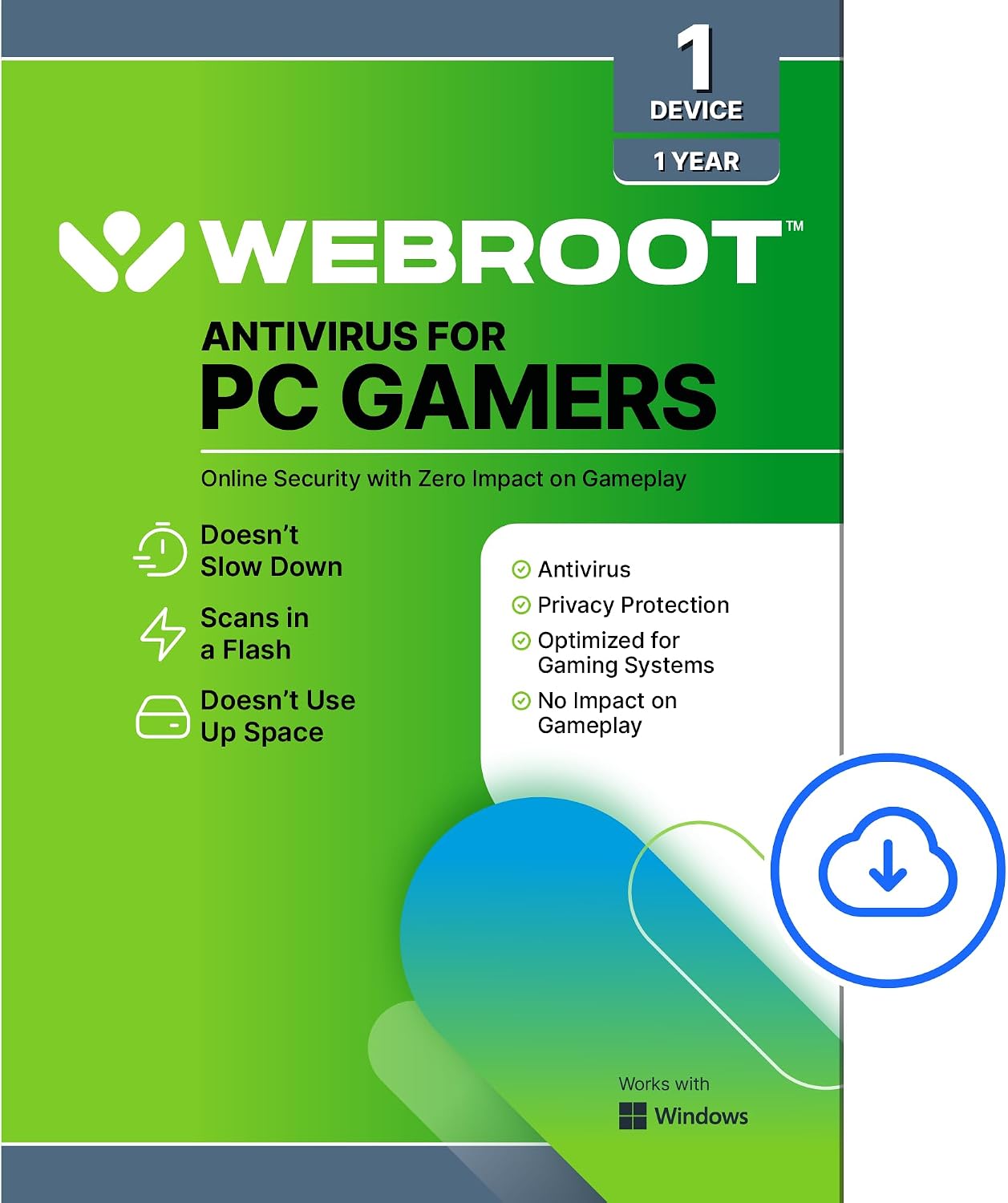 Detalle de Webroot Antivirus for PC Gamers 2026 — 1 Device, 1 Year + System Performance Optimizer