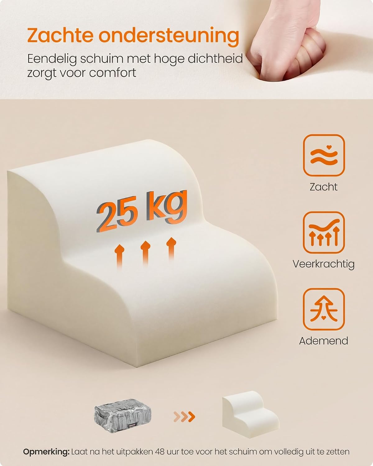 Detalle de Feandrea BADDI PPS002G01 hondentrap met 2 treden, antislip en wasbare hoes