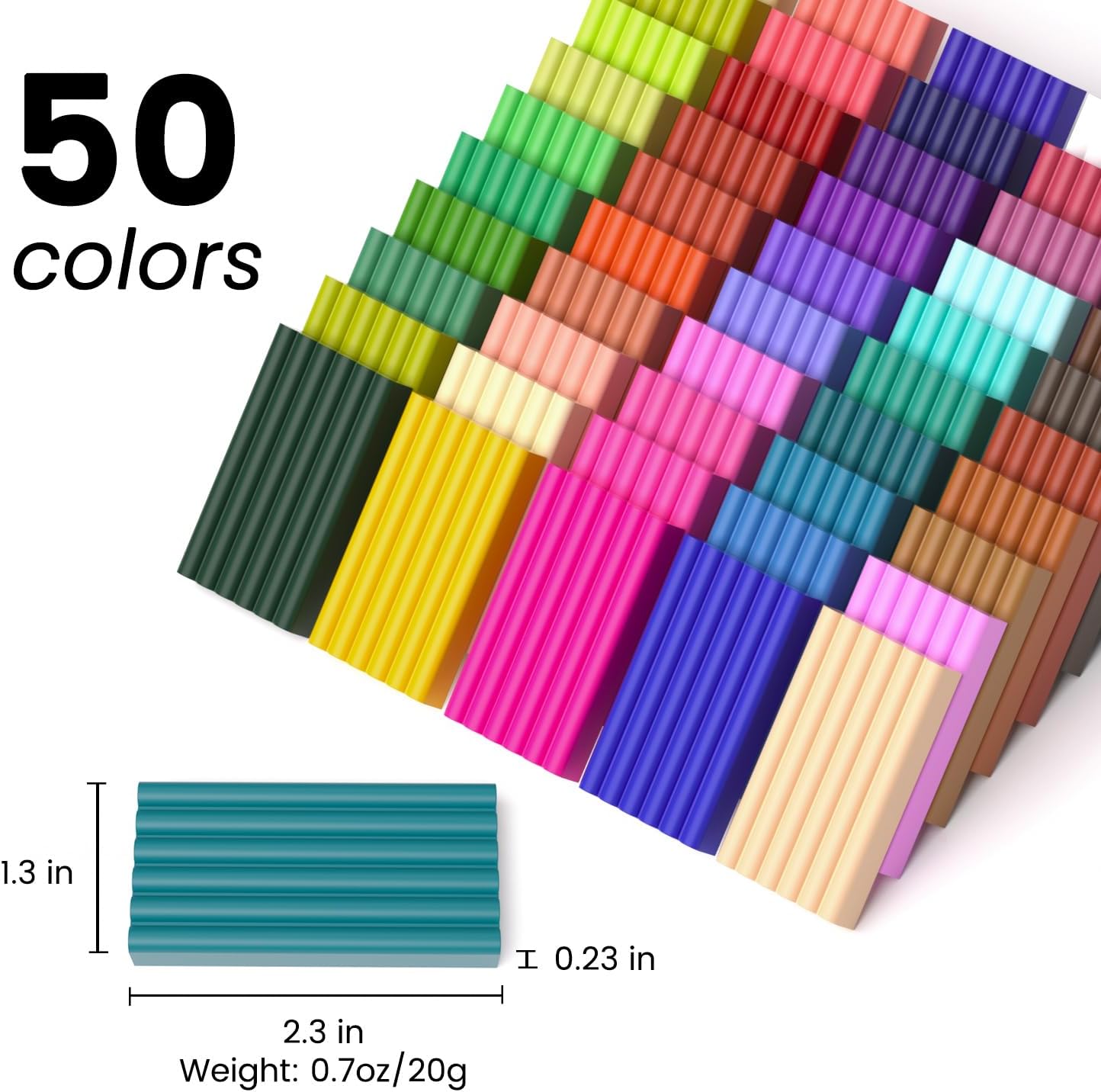Detalle 2 de ARTFLY Pâte Polymère – 50 couleurs, outils et accessoires inclus, non toxique et prêt à cuire