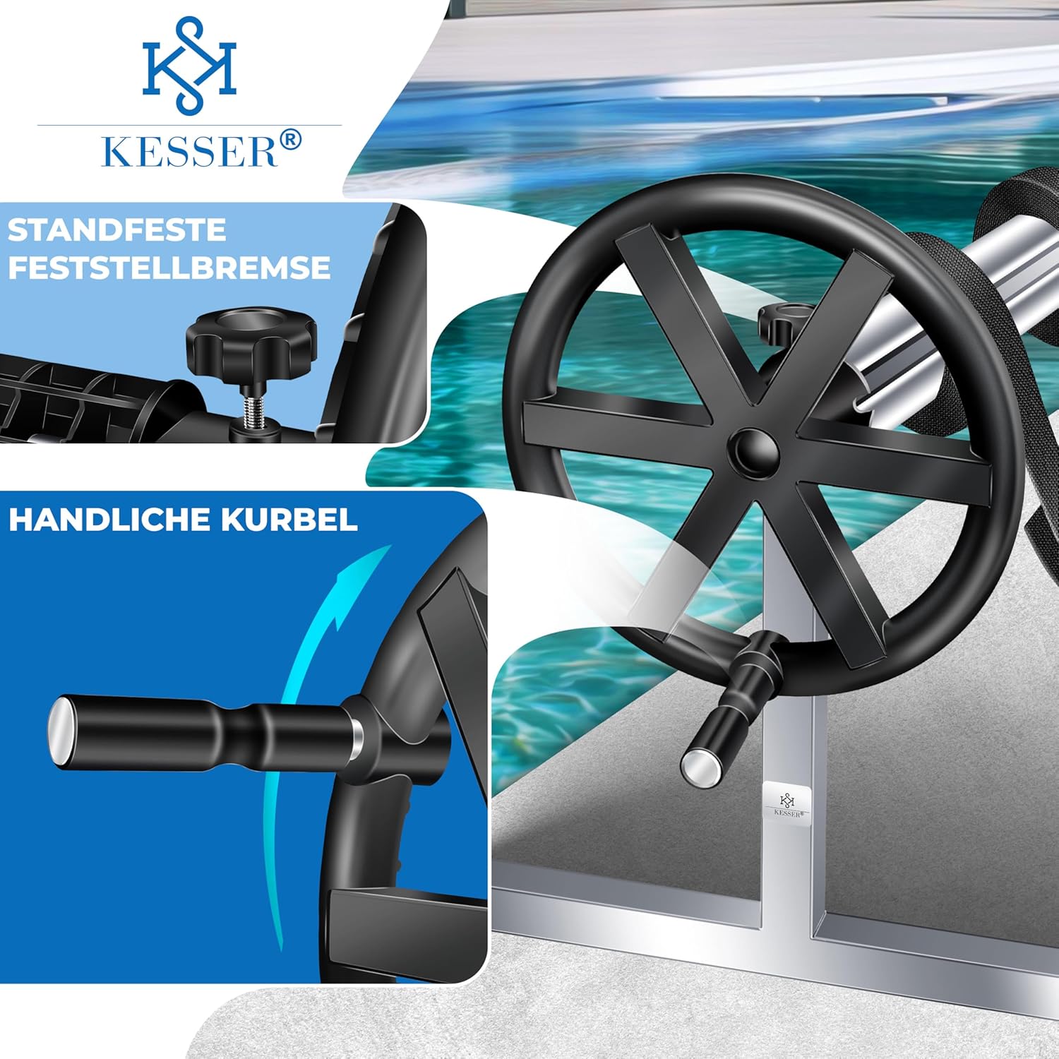 Thumbnail 1 de KESSER Pool Premium Aufrollsystem (3 m bis 5,70 m) mit Rädern für Solarplane & Poolabdeckung
