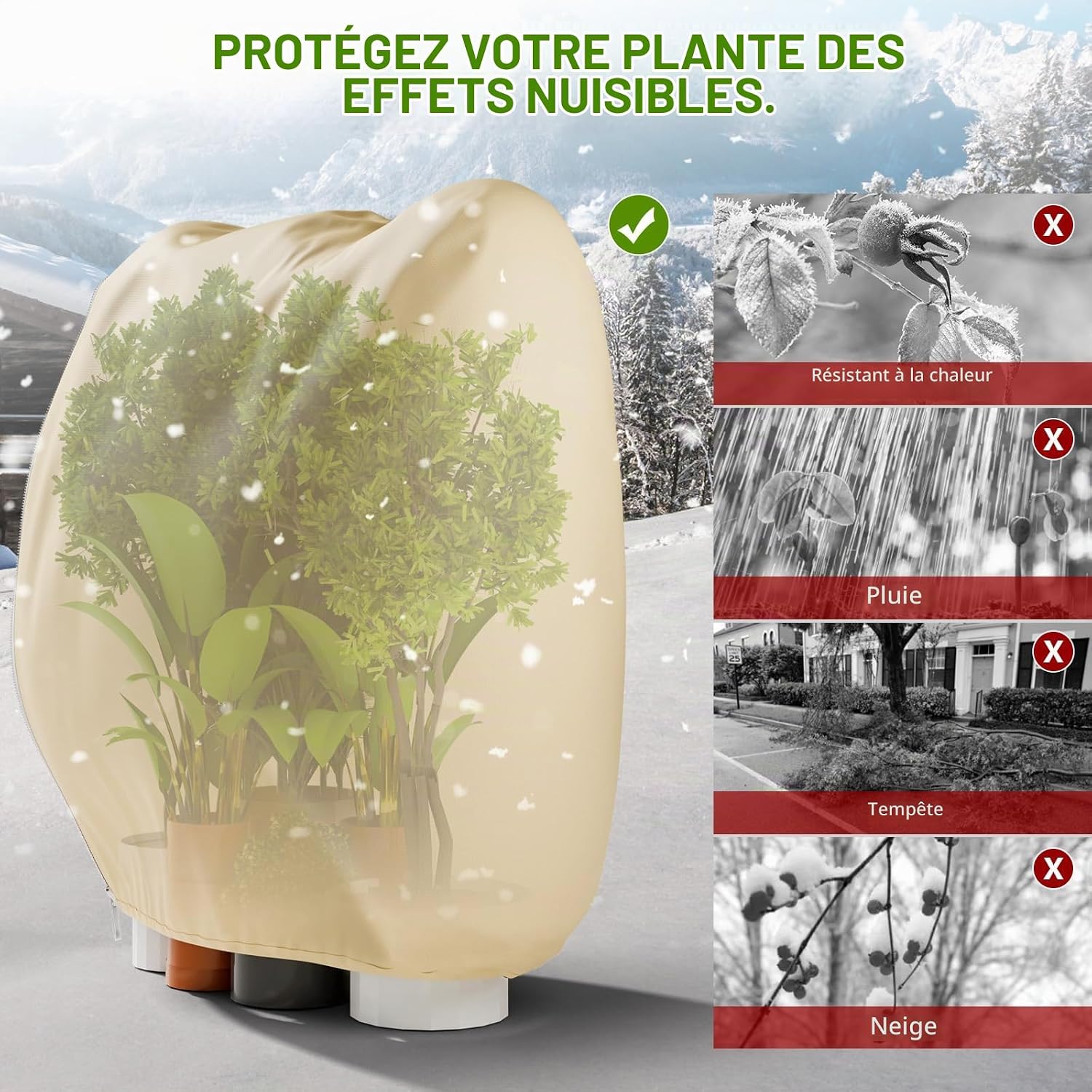 Detalle 2 de Scalnuvyyh Plant bag-3pack winterhoezen voor potplanten, 70 g/m², 180 x 120 cm