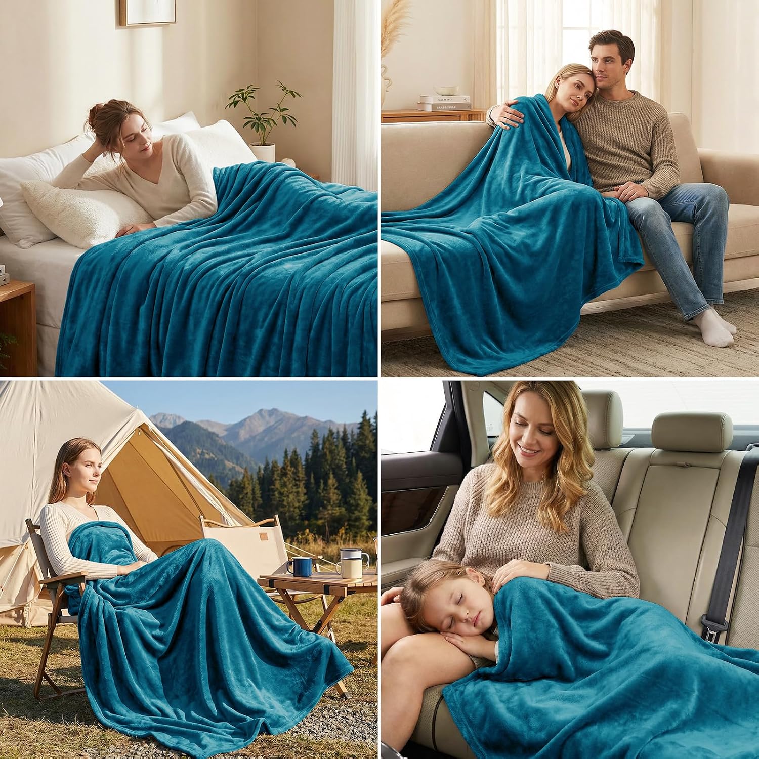 Thumbnail 4 de CozyLux Kuscheldecke Flauschig Klein 130 x 150 cm – Weiche Flanell-/Fleece-Sofa-Überwurfdecke in Türkis