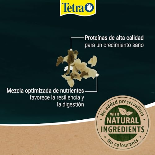 Detalle de Tetra Pond Flakes: alimento en escamas para peces pequeños y jóvenes en estanque (cubo 10 L)
