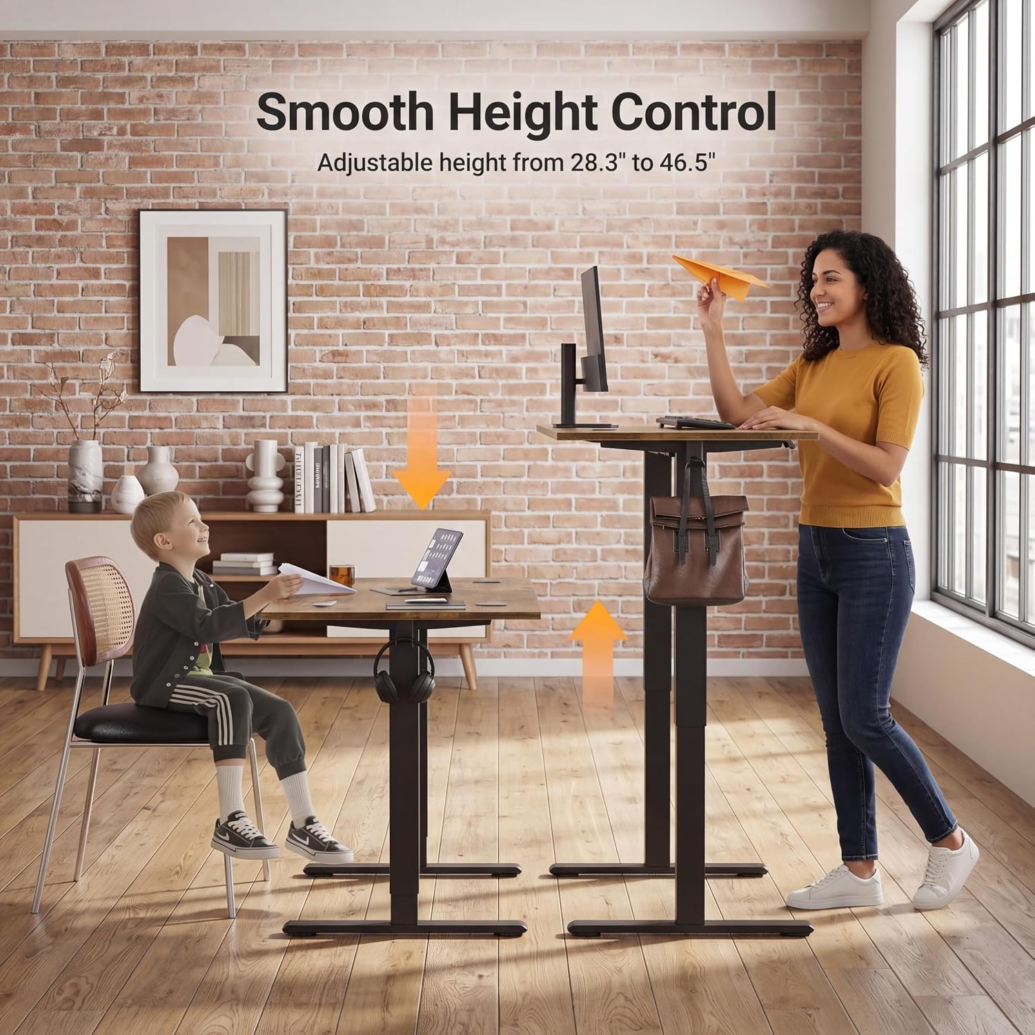 Detalle de Claiks P1.01.001.0024 Electric Standing Desk, 35 x 20-Inch Rustic Brown