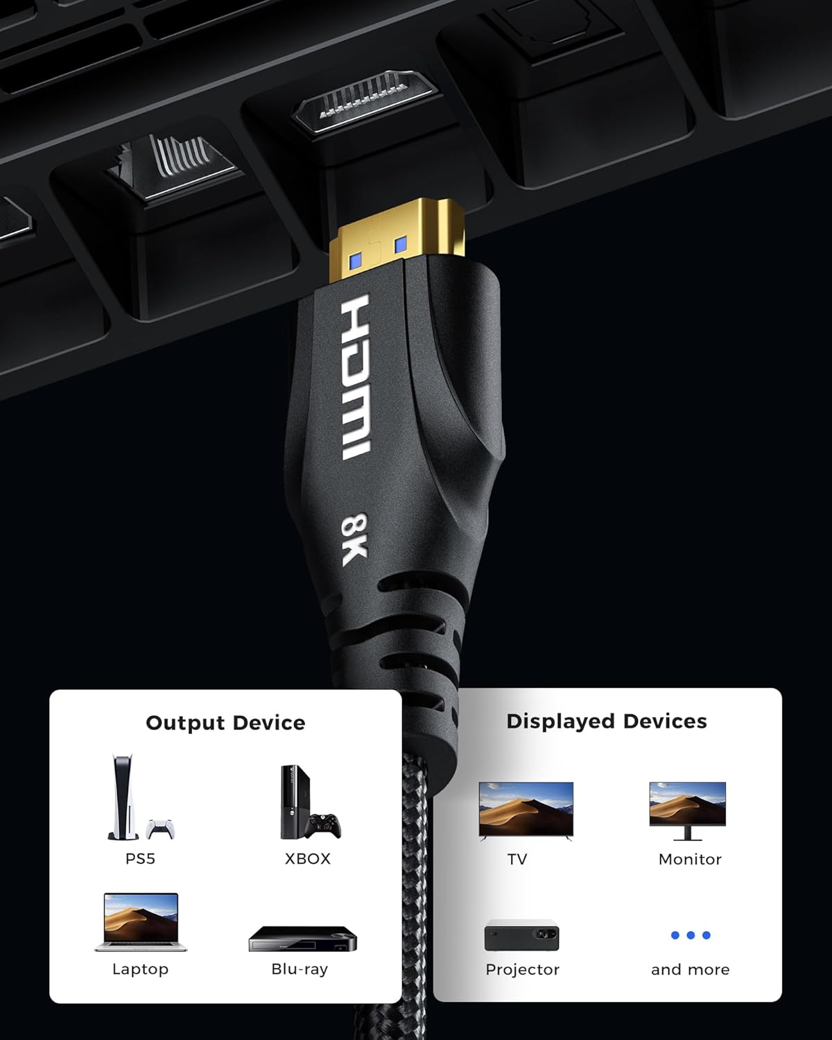 Thumbnail 4 de Cratree Certified HDMI Cable 3m – 8K Ultra High Speed with eARC, Dolby Vision/Atmos and 48Gbps