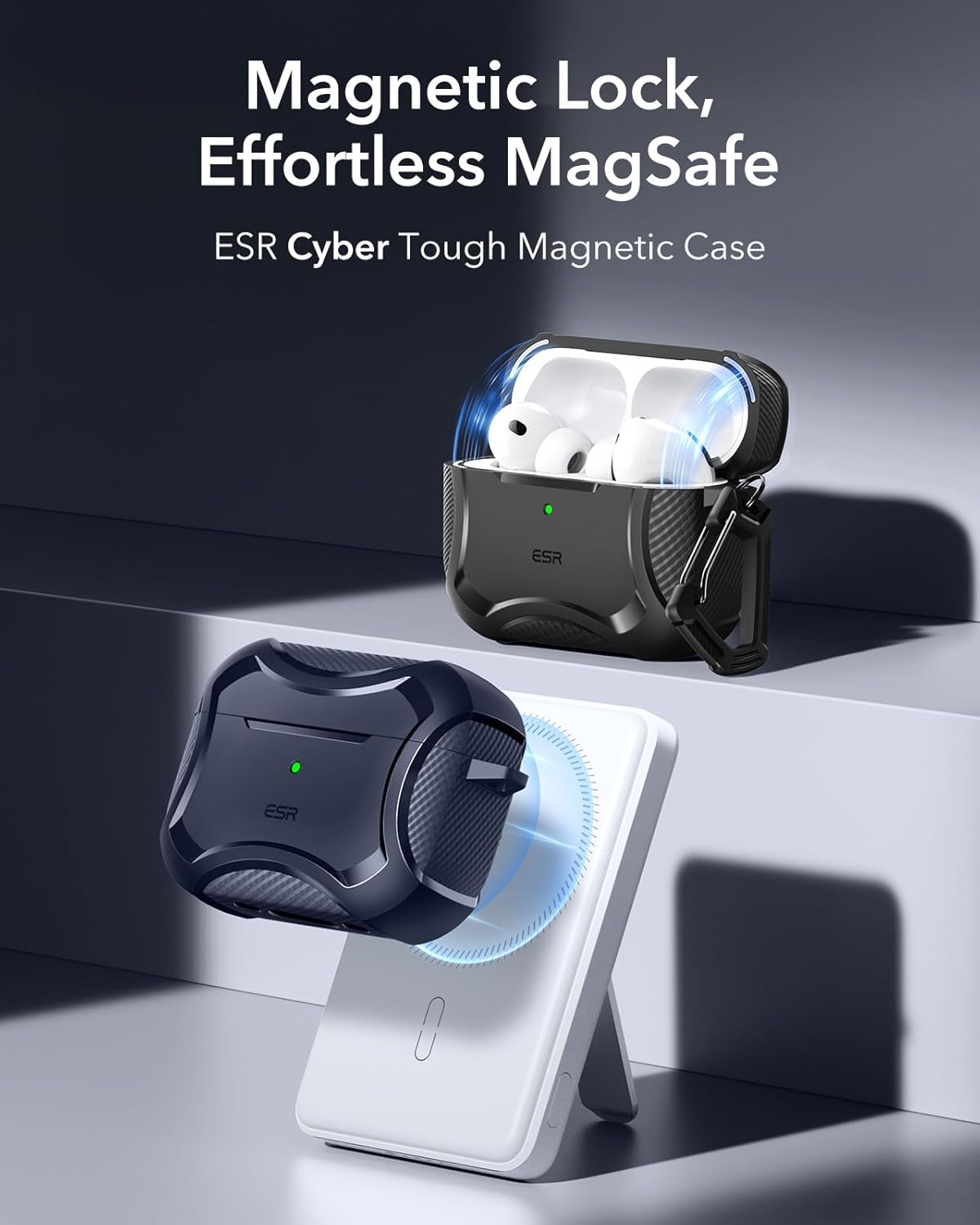 Thumbnail 2 de ESR Coque pour AirPods Pro 3 (2025) – Bleu Cyber, fermeture magnétique et MagSafe