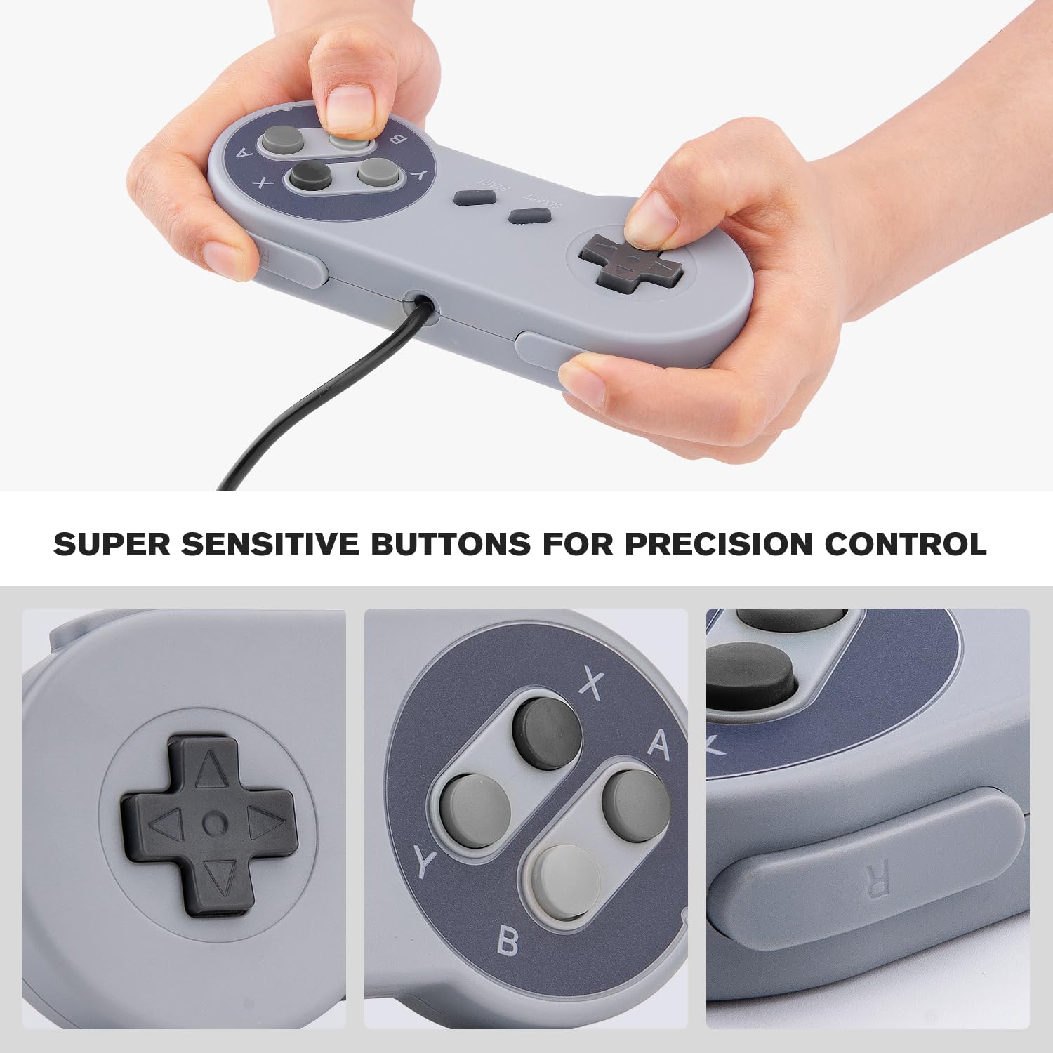 Detalle de Rii USB Classic Controller Gamepad Joypads (2er Pack, 1,5 m) – Klassischer USB Gamepad für PC, Raspberry Pi und mehr