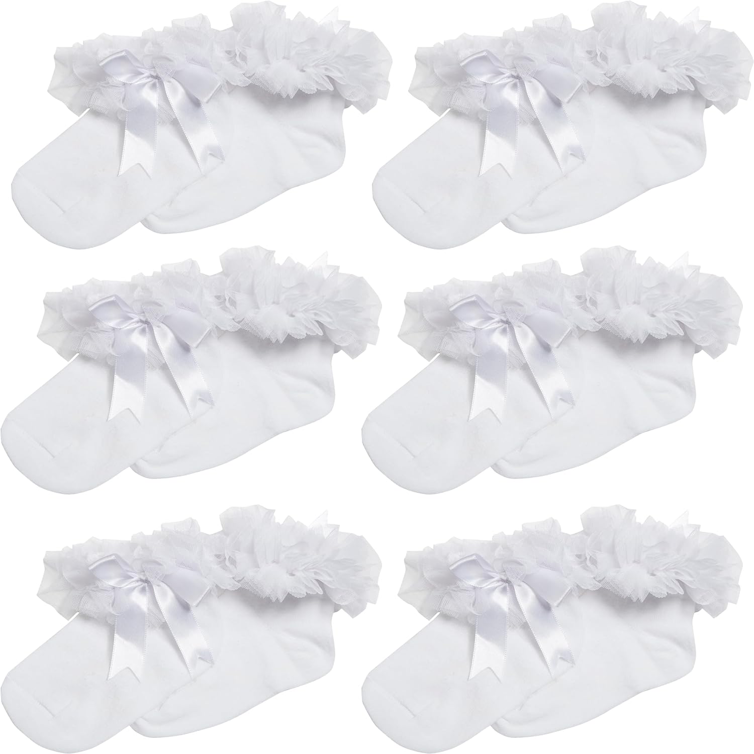 Thumbnail 5 de Sock Stack Sock Stack 6 Pairs Girls Tutu Frilly Ankle Socks with Lace & Bow