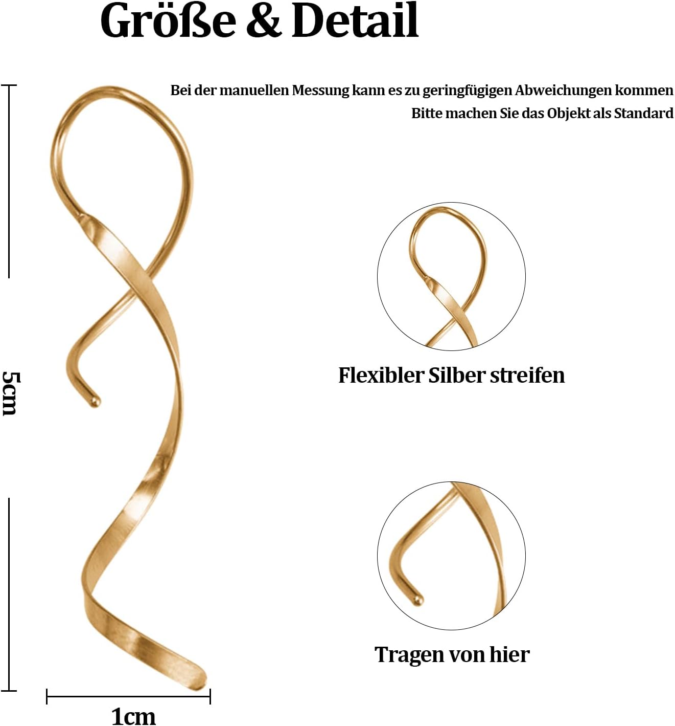 Thumbnail 3 de TOLOWOBK Spiral-Einfädler Ohrringe (2 Paar Quasten) – lange, hypoallergene Gold/Silber Hängend für Damen