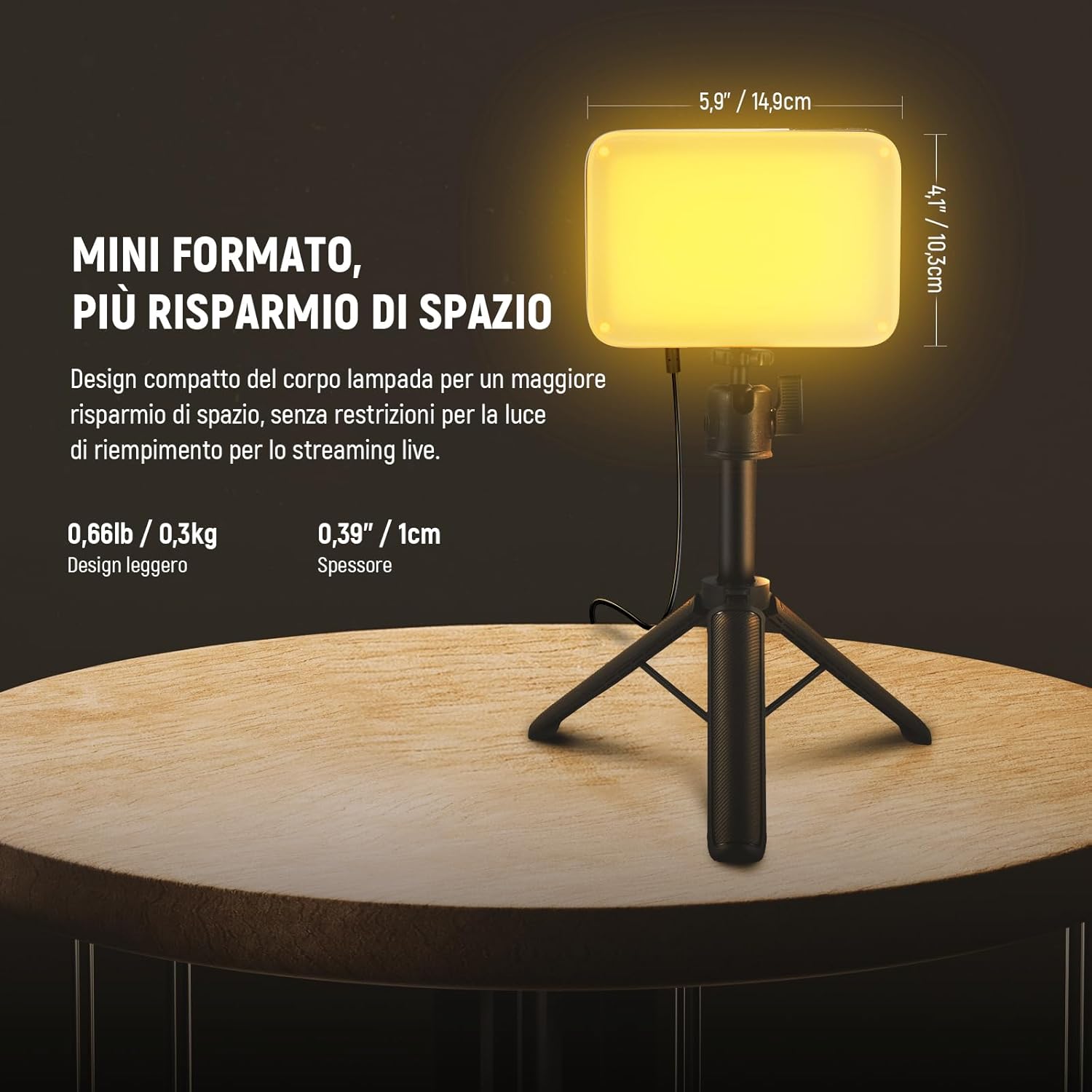 Thumbnail 5 de NEEWER BASICS BP66 kit luce video a pannello LED da scrivania (3 pezzi) con treppiedi tavolo, filtri bicolore e supporto regolabile