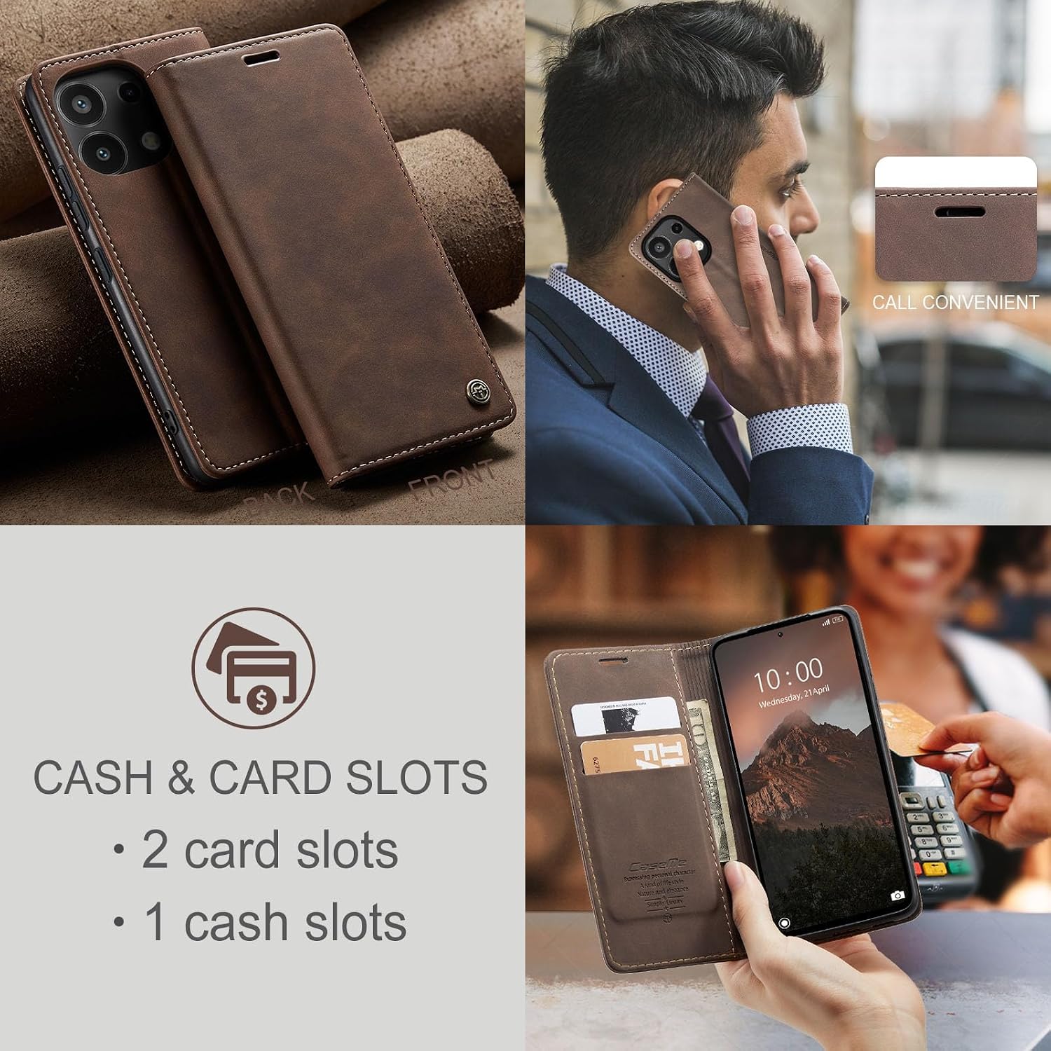 Thumbnail 5 de Cracedily Handyhülle für Xiaomi Redmi Note 13 4G – Premium Leder Klapphülle mit Kartenfach und Standfunktion