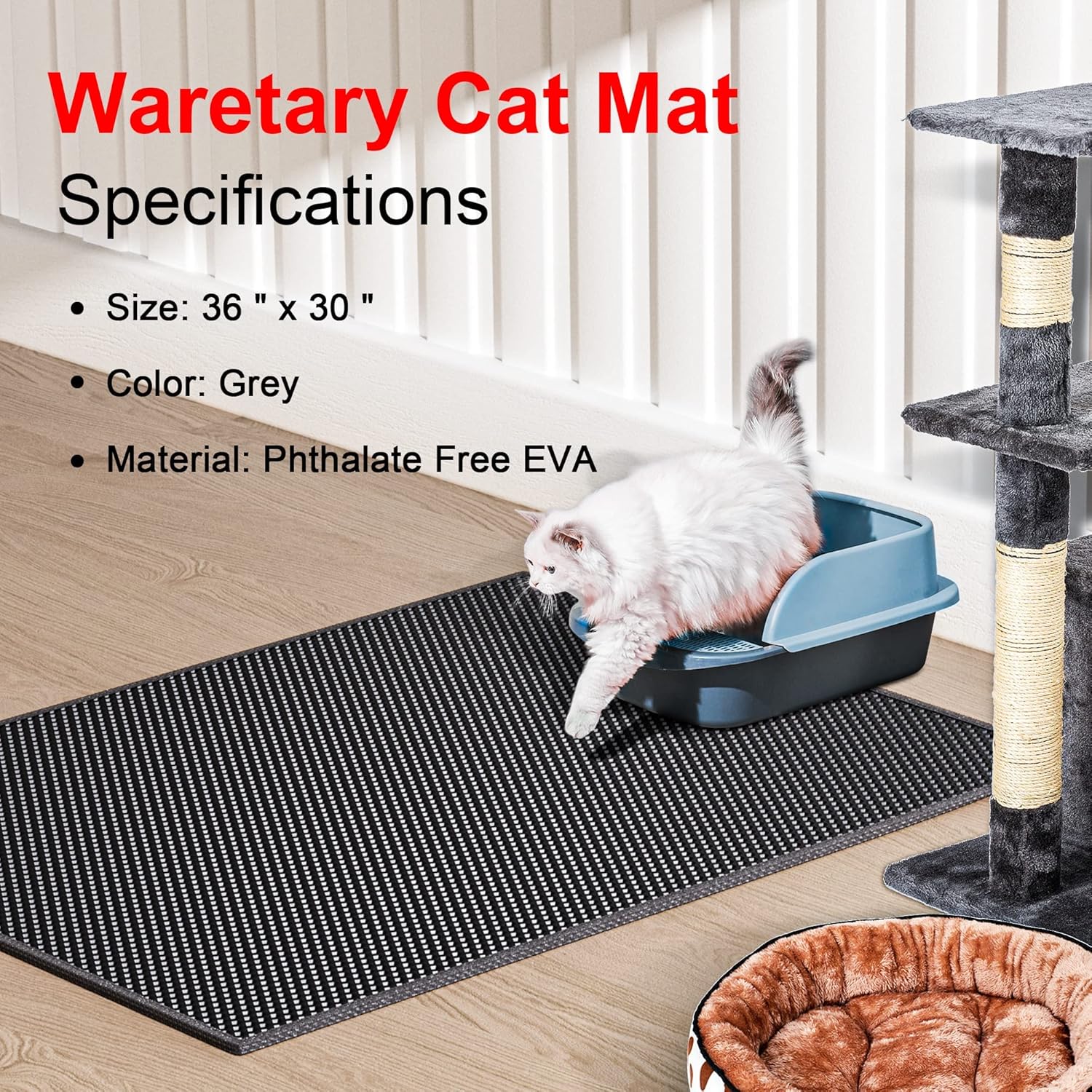 Detalle de Waretary Cat Litter Mat, 36" x 30