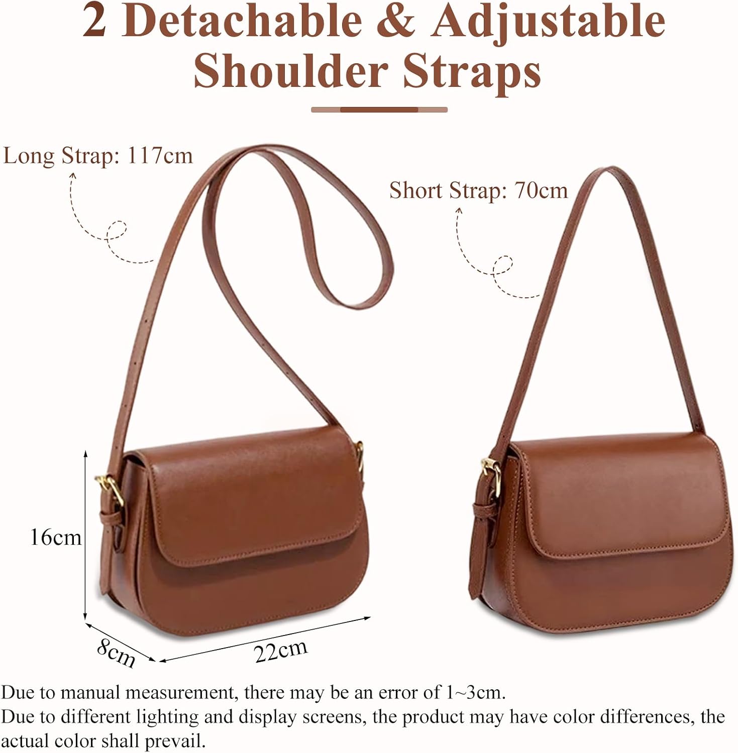 Detalle de Mabecol Borsa Donna Tracolla Elegante in Pelle Sintetica: 2 in 1, praticità e stile