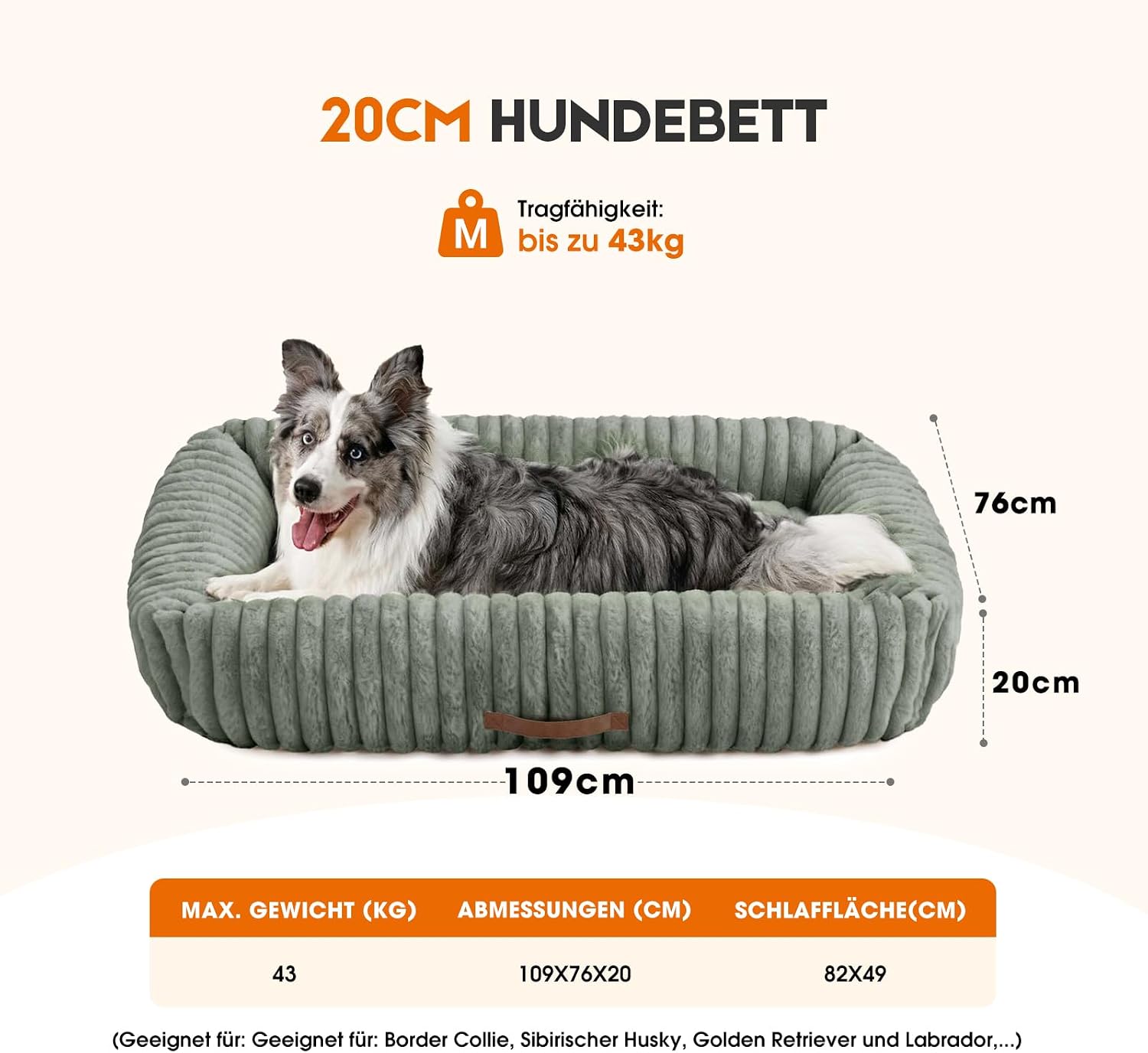 Thumbnail 6 de Upvilla Luxusweicher Hundekorb 109 × 76 × 20 cm