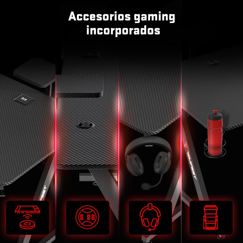 Thumbnail 2 de Tempest Sanctuary Mesa Gaming 160x75cm RGB Negra