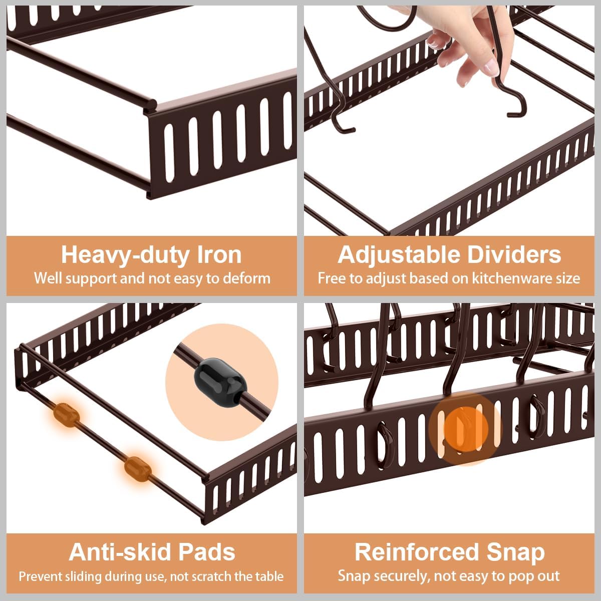 Thumbnail 2 de Housolution Pot and Pan Organizer Rack for Cabinet – Expandable, Bronze Finish