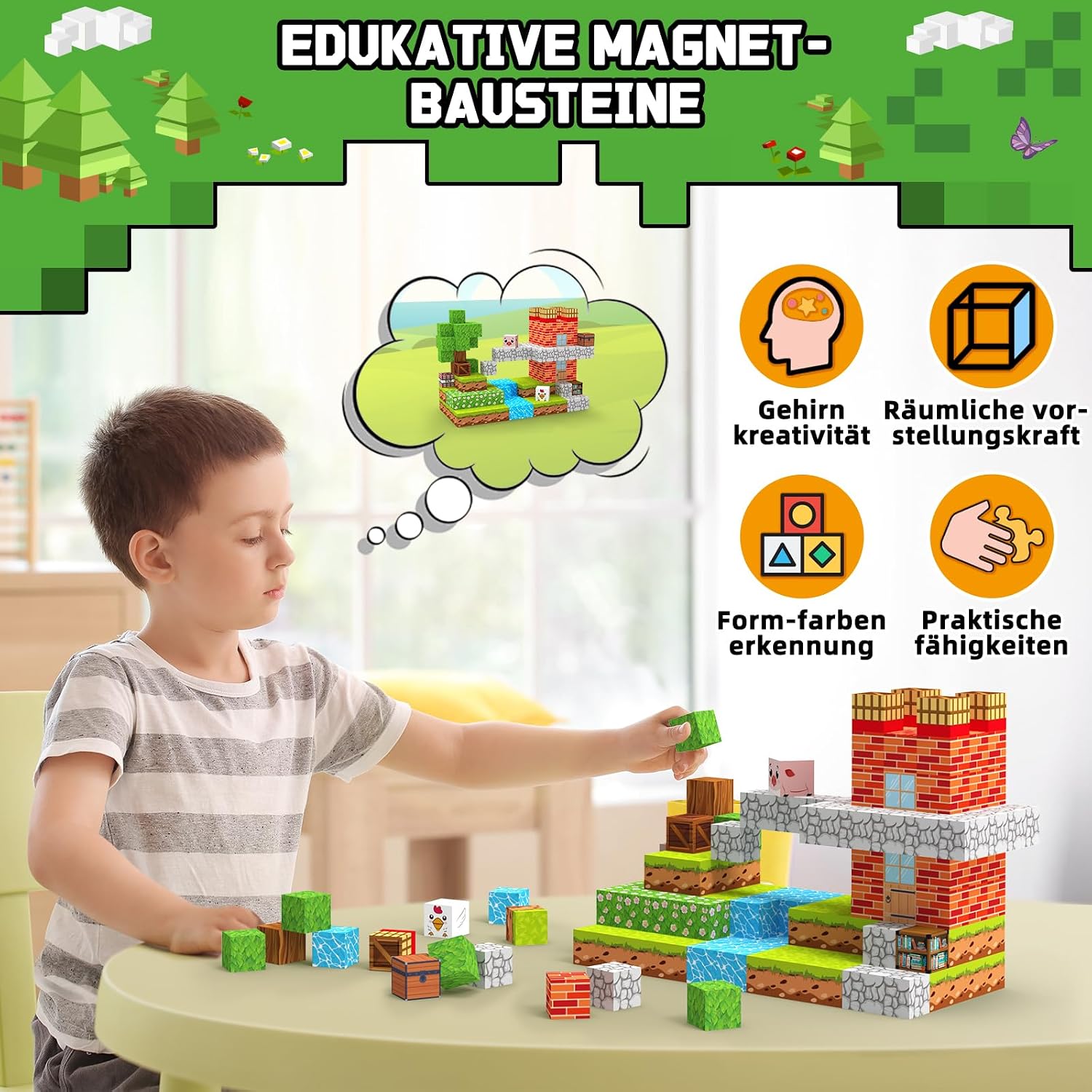 Detalle 1 de Charmofun Magnetische Bausteine 150 Stück