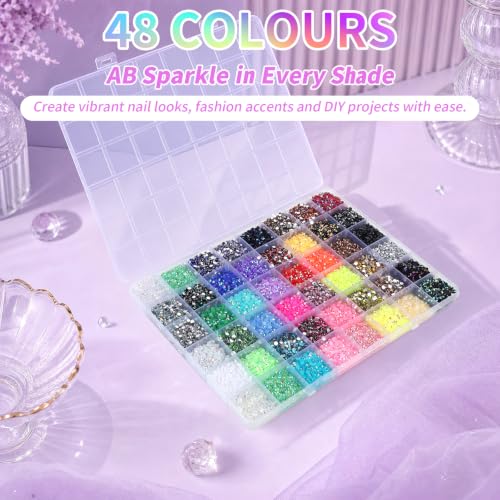 Detalle de Qichan 48 Colours Bedazzling Kit: 40,000 Resin Rhinestones (3 mm) for DIY Sparkle