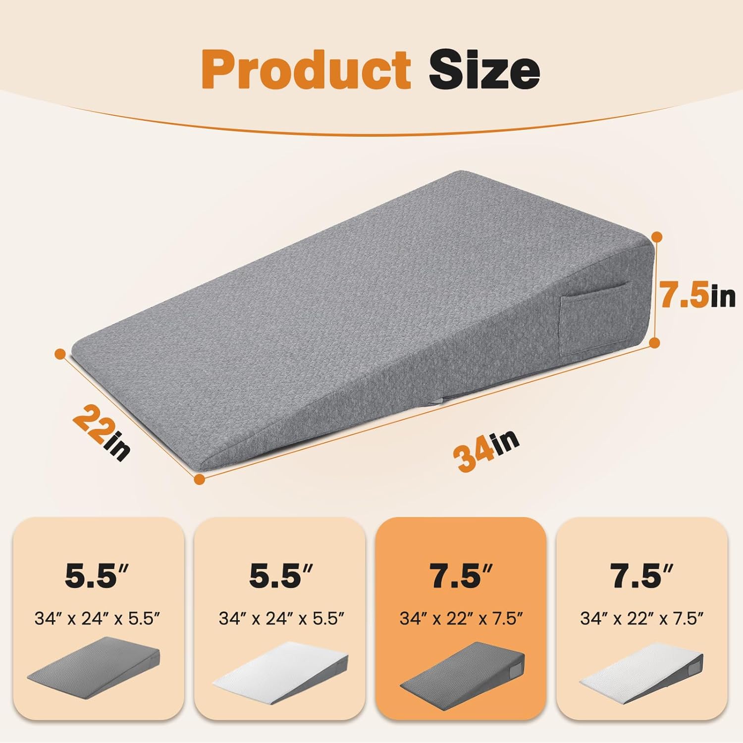 Thumbnail 1 de Vekkia 34-Inch Extra-Long Wedge Pillow: Full Upper-Body Support for Back, Arms, and Comfort