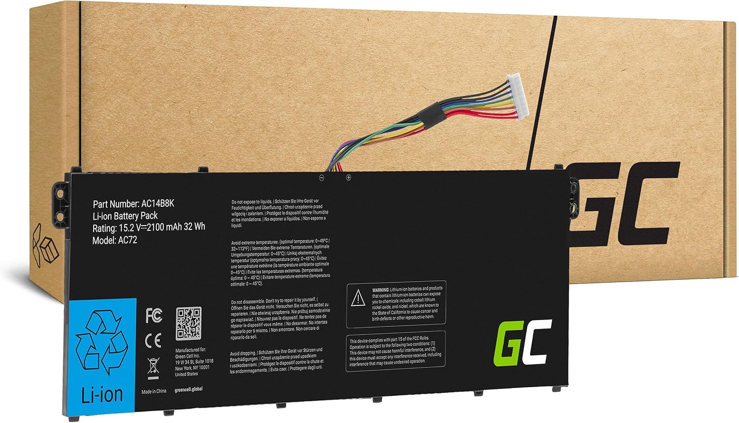 Detalle de Green Cell AC14B3K batteria per Acer 15,2V