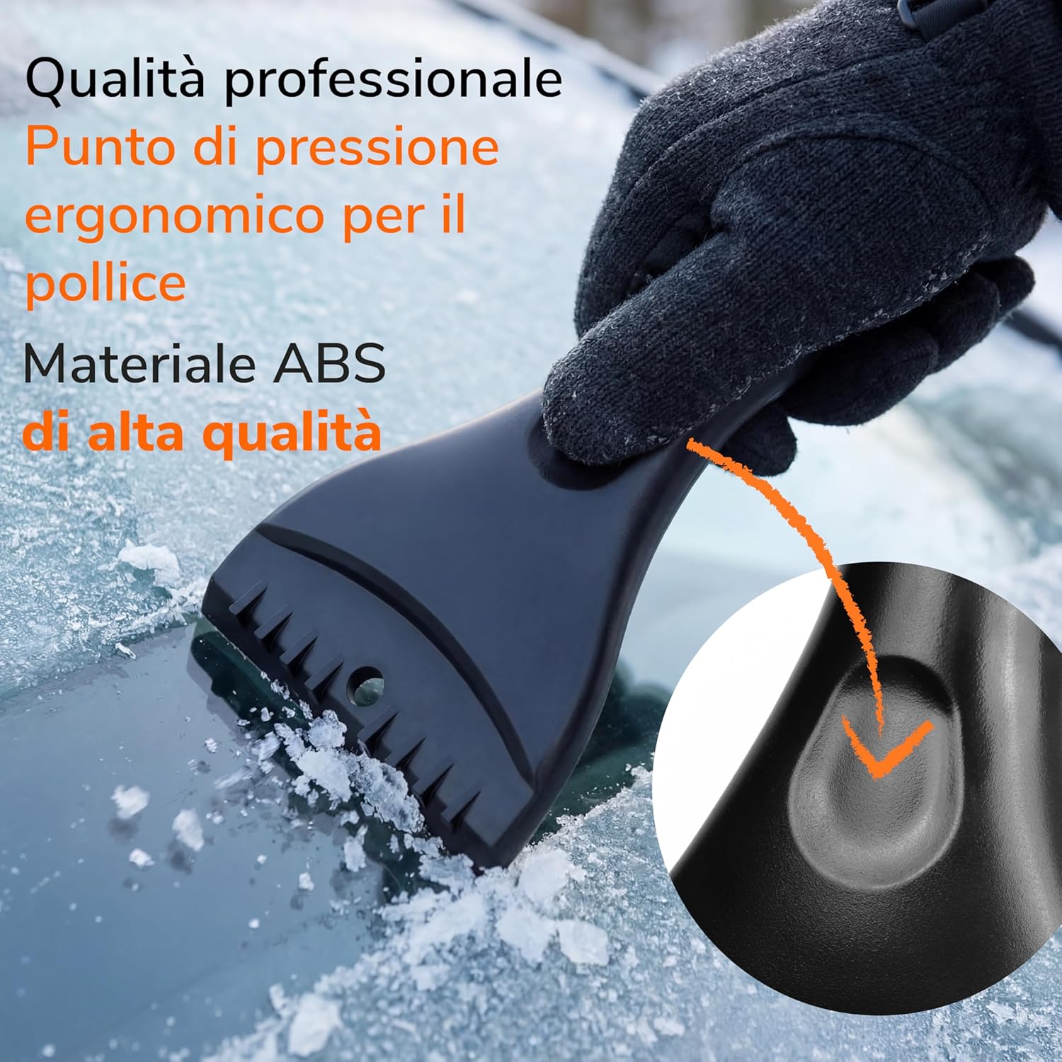 Detalle 2 de Upgrade4cars: 2 Raschietti Ghiaccio Auto Alta Qualità & Stabile con Impugnatura Ergonomica