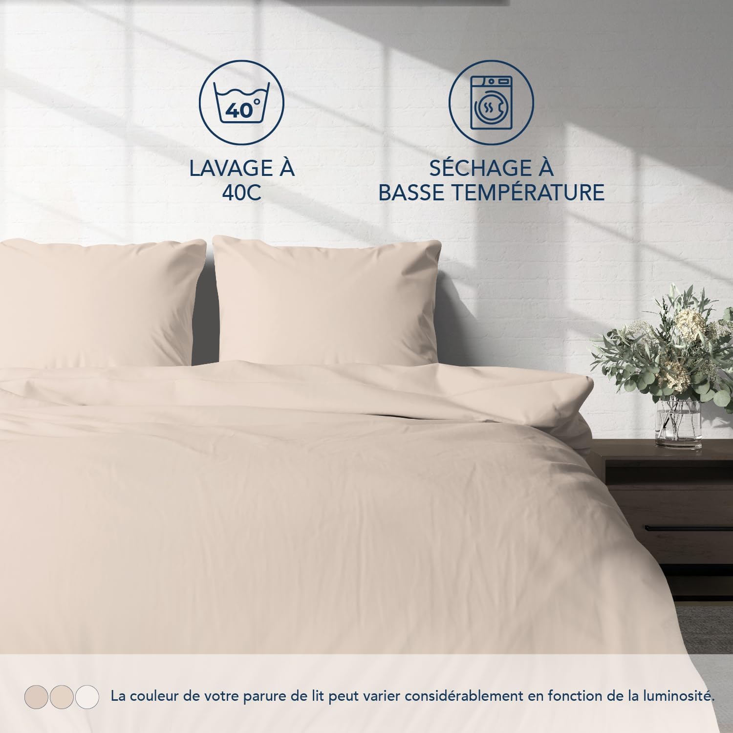 Detalle de Dreamzie Parure de Lit 160 x 200 – 4 Pièces en Microfibre 100 g/m², Oeko-Tex