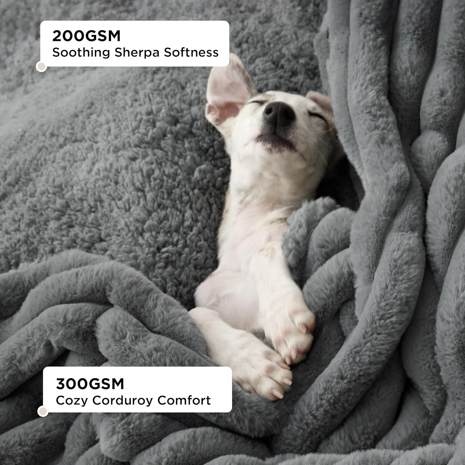 Thumbnail 1 de Bedsure Waterproof Dog Blanket (76x102cm) – Grey waterproof fleece pet throw for sofa, crate and travel
