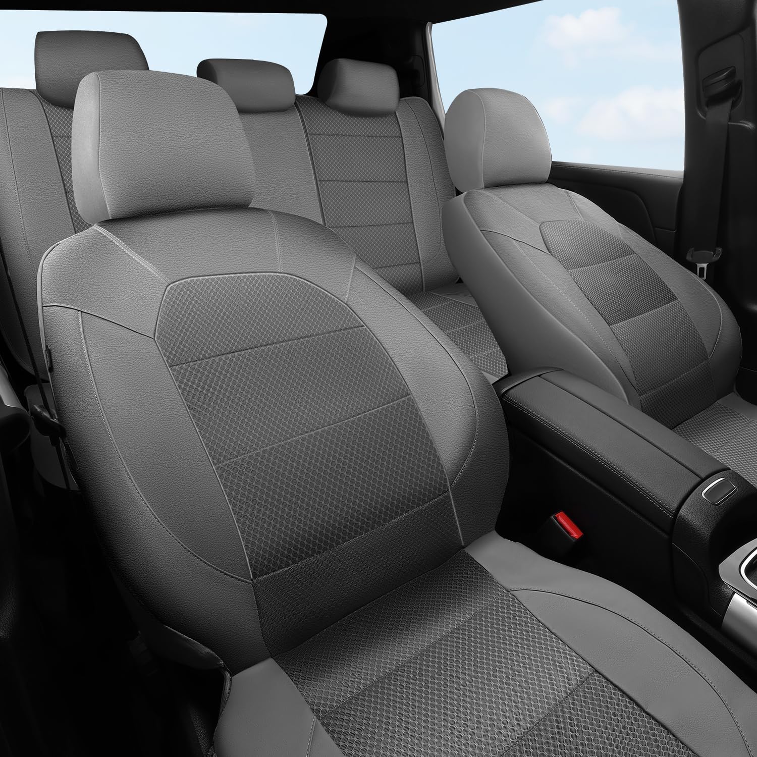 Thumbnail 4 de CAR PASS Leather Car Seat Covers Full Set, Gray