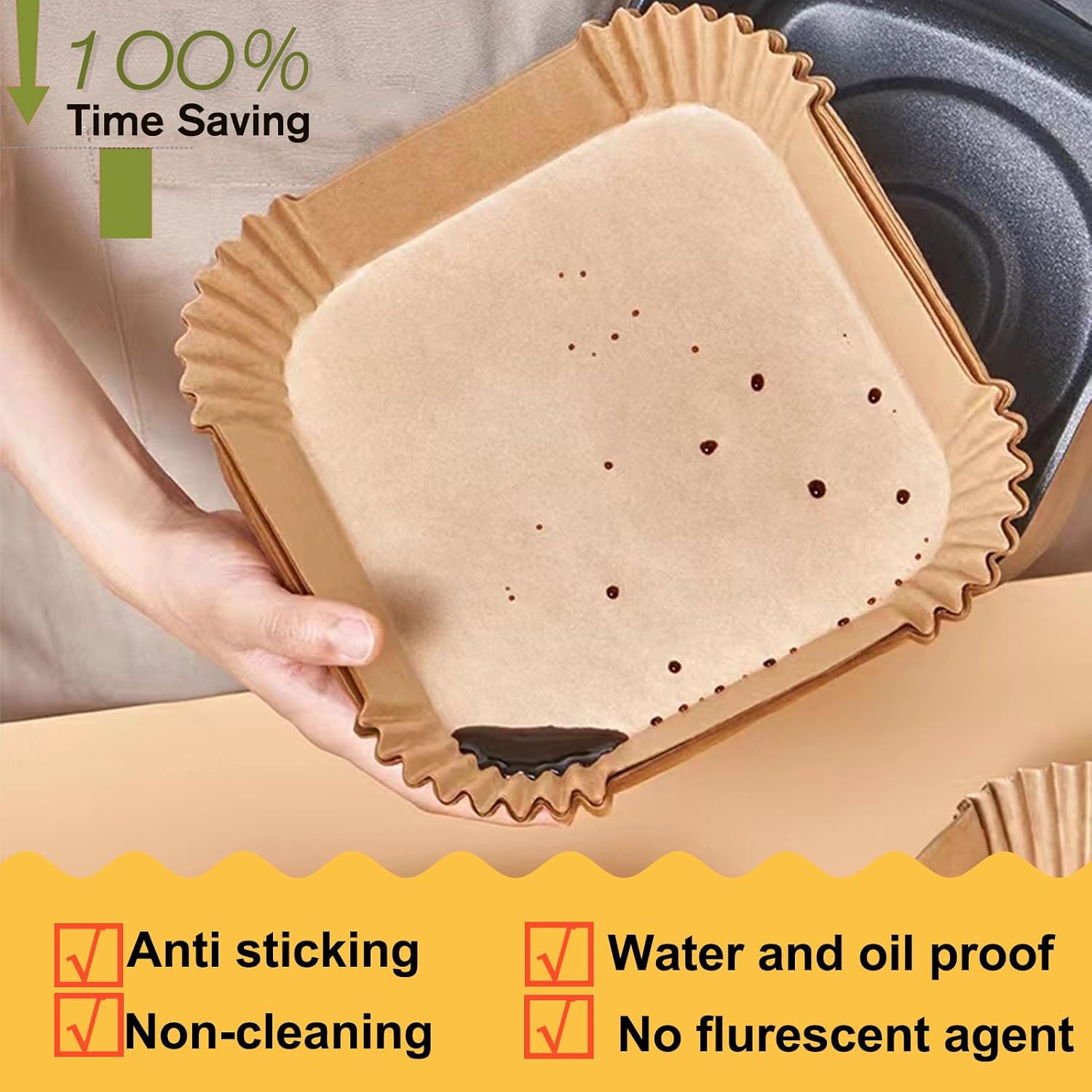 Thumbnail 5 de Large Air Fryer Paper Liners 9 Inch 125pcs