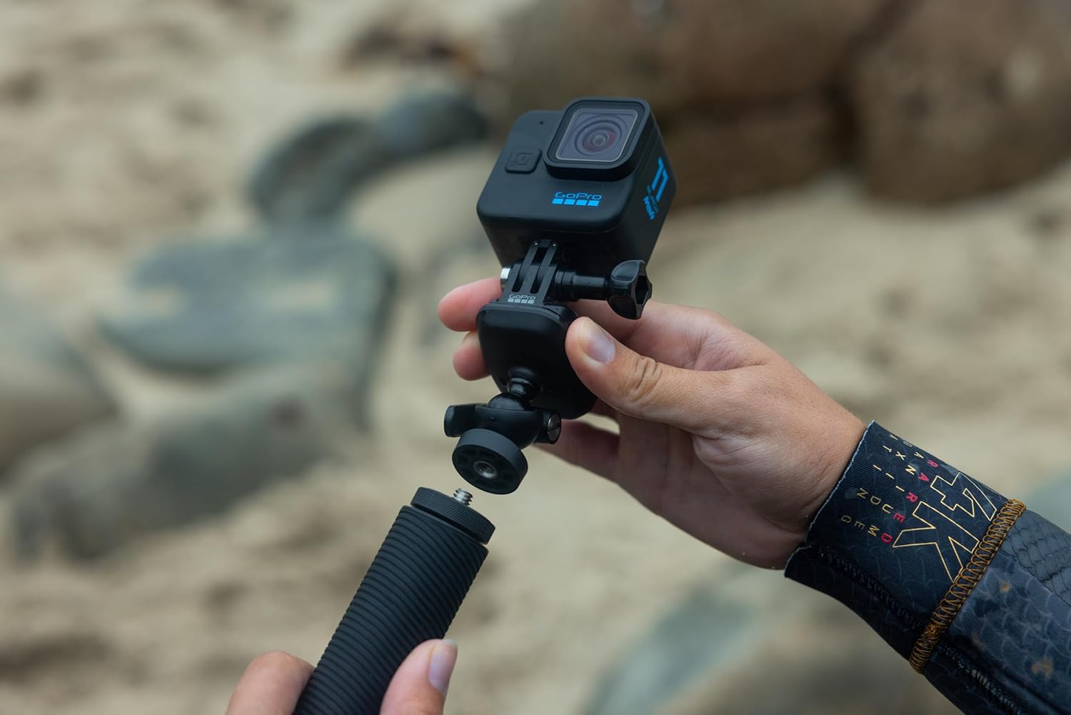 Detalle de GoPro Stativ-Fingeradapter mit Kugelgelenk