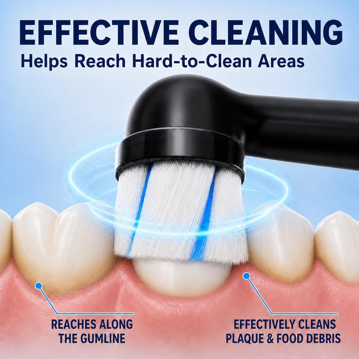 Detalle de Soft Replacement Brush Heads Compatible with Oral-B iO 2–10, Black, 8 Count