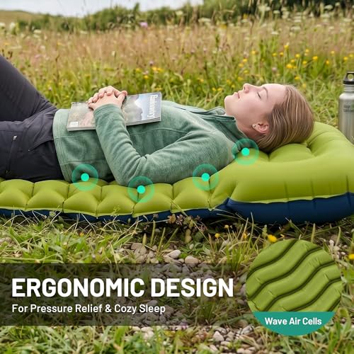 Thumbnail 6 de OVERMONT Ultraleichte Isomatte – 12 cm Dicke, aufblasbare Campingmatte, 190×70 cm