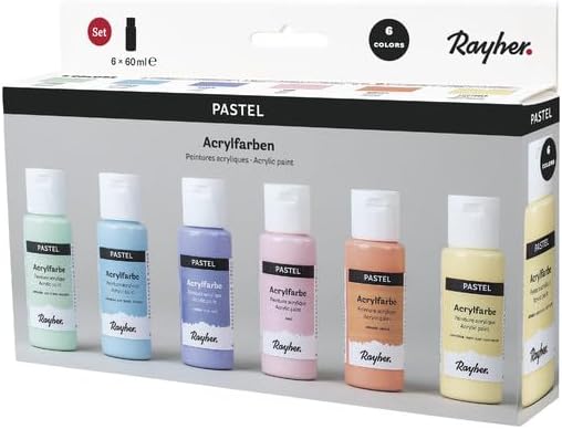 Detalle de Rayher Peintures acryliques kit Pastel – 6 couleurs pastel pâle en flacons de 60 ml