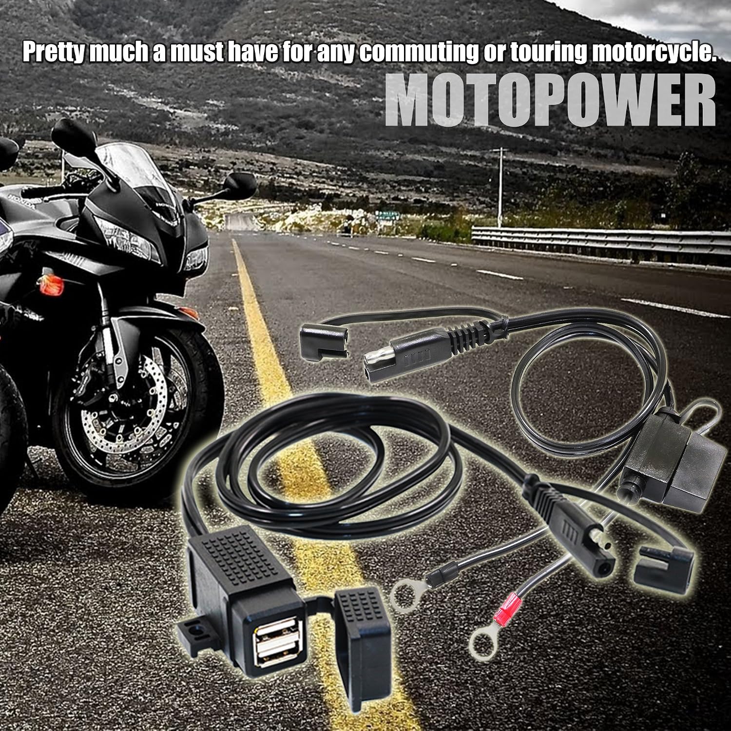 Thumbnail 6 de MOTOPOWER MP0609EA 3.1A Waterproof Motorcycle Dual USB Charger Kit