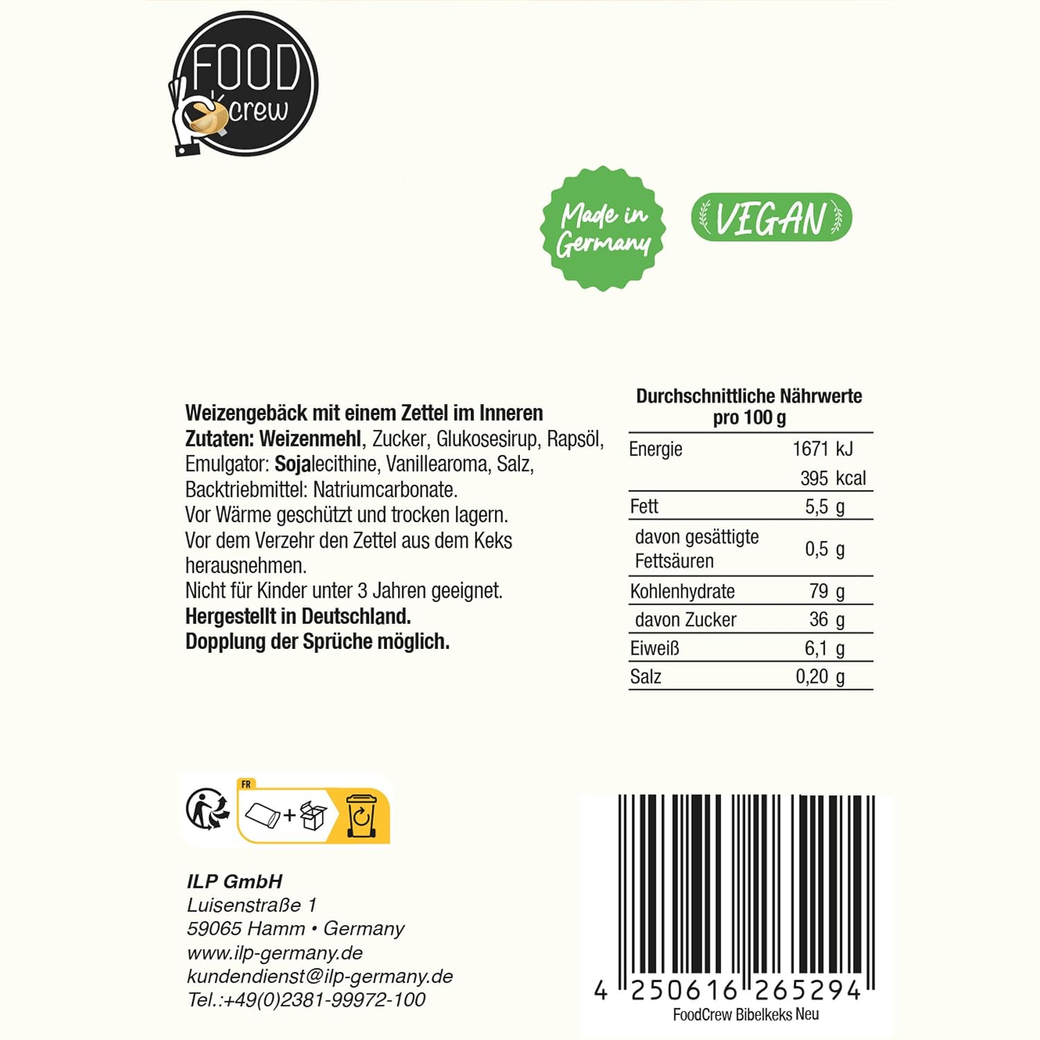 Detalle de FOOD crew Bibel Glückskekse in christlicher Geschenkbox (36 Stück) – einzeln verpackt