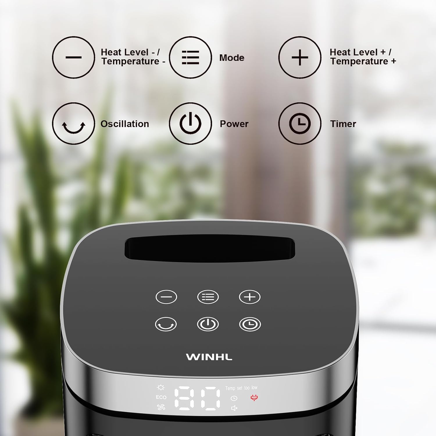 Thumbnail 1 de WINHL 17-Inch Space Heater 1500W with Thermostat
