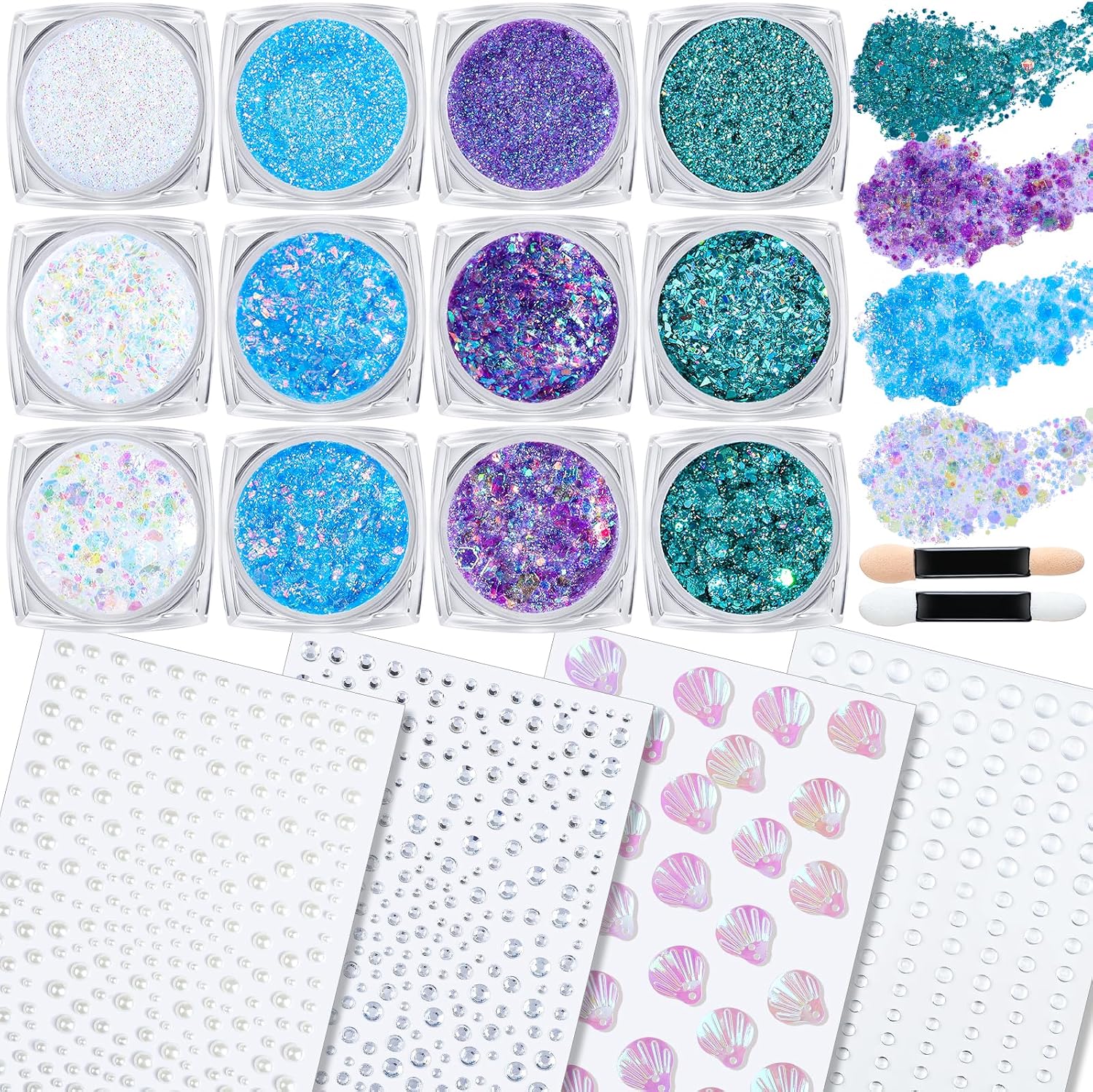 Detalle de Teenitor Body Glitter and Face Gems, 4 Colors