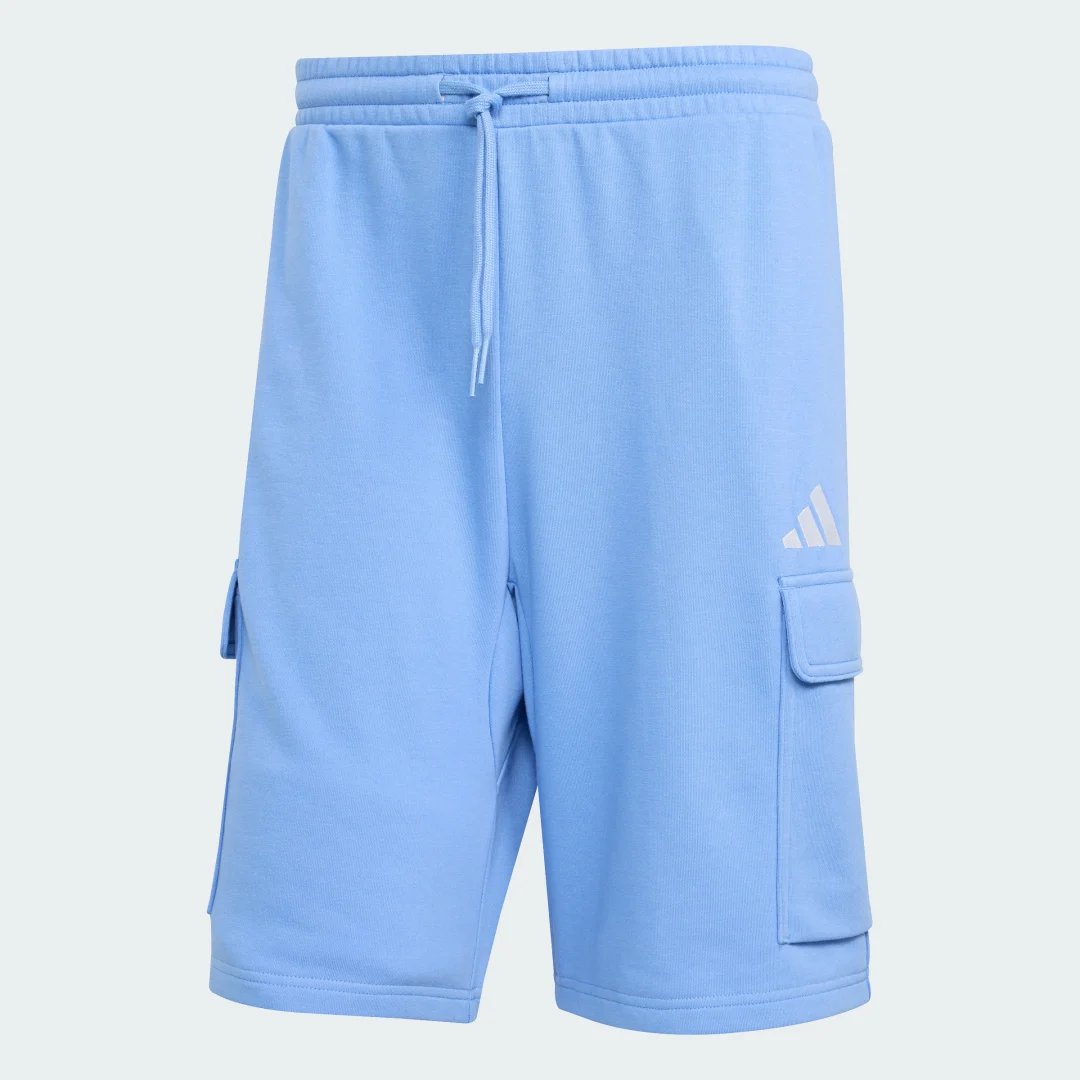 Detalle 2 de Adidas Essentials Feel Cozy French Terry Cargo: pantalón corto azul para el día a día