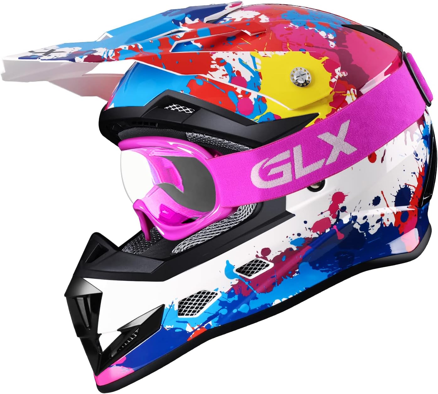 Thumbnail 3 de GLX GX623 Youth ATV/Dirt Bike Helmet Combo - Graffiti (Large)