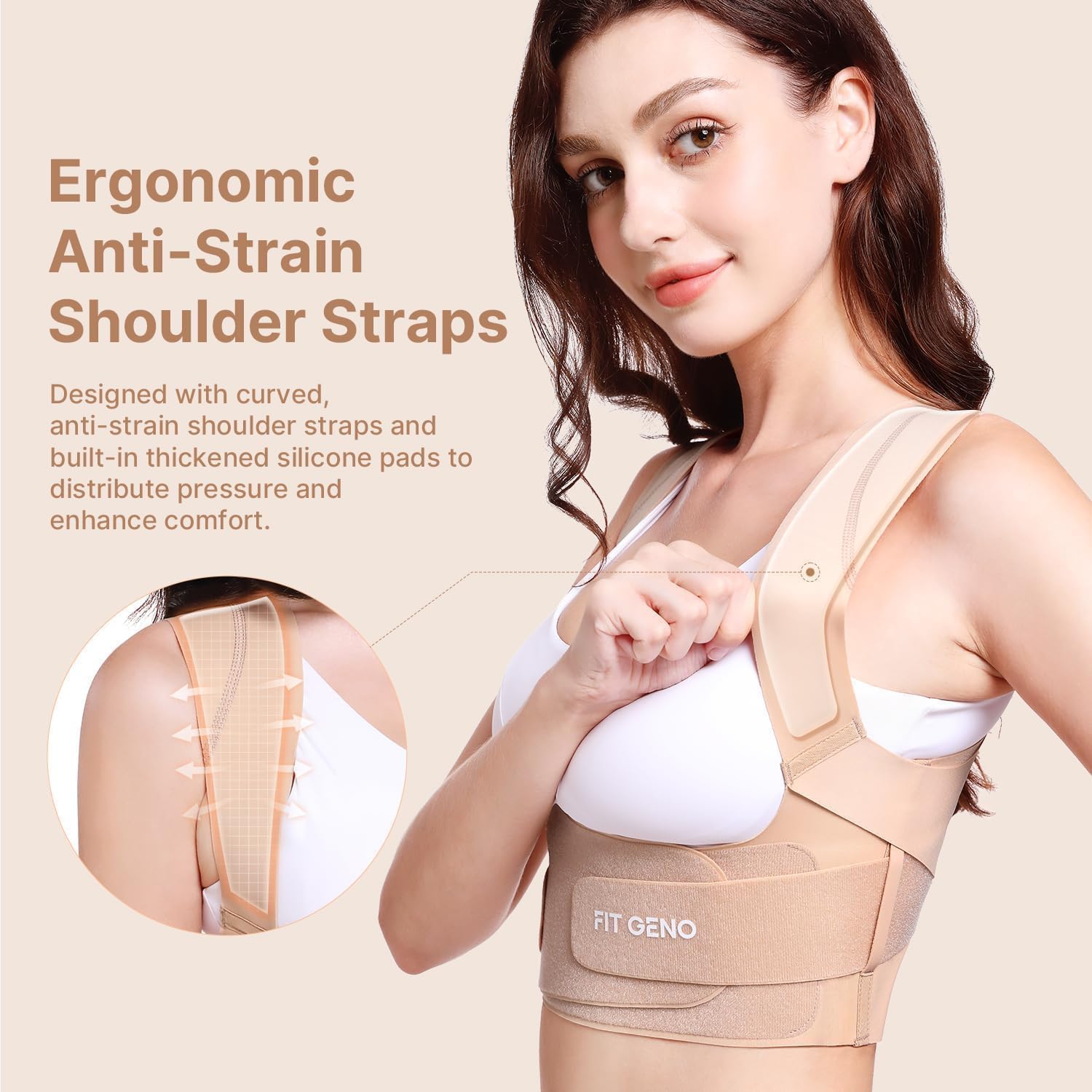 Detalle 2 de Fit Geno Invisilite Posture Corrector, Lightweight Adjustable Back Brace, Large
