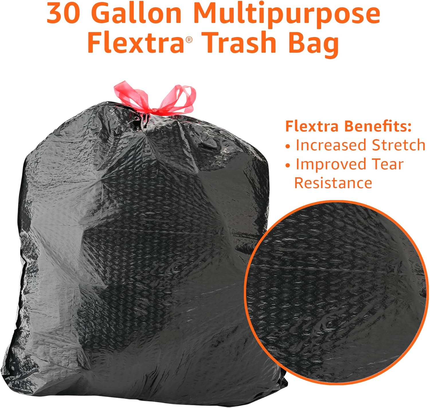 Thumbnail 3 de Amazon Basics 30 Gallon Flextra Strength Multipurpose Drawstring Trash Bags – 50 Count