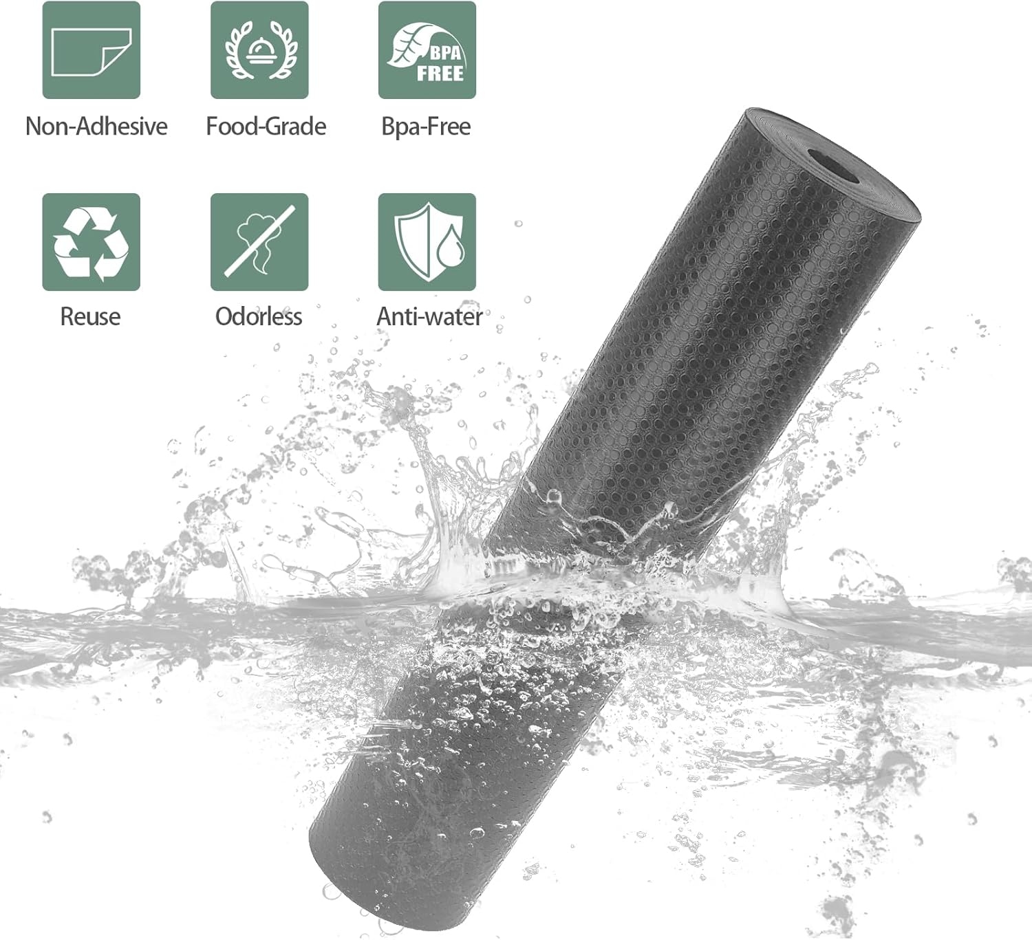 Detalle de Origuuds Schubladenmatte aus EVA-Material – wasserdichte, rutschfeste Anti-Rutschmatte für Schränke und Kühlschrank, Grau, 30 cm x 600 cm