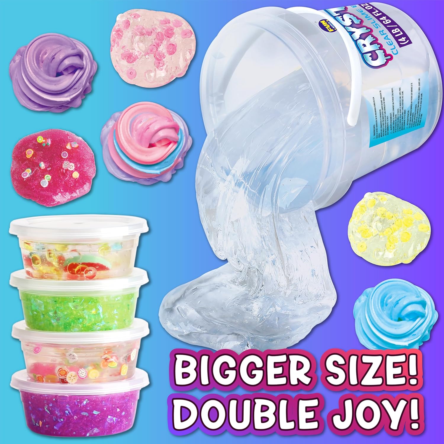 Thumbnail 1 de FunKidz 4 lb Glassy Clear Slime Bucket — Premade slime kit