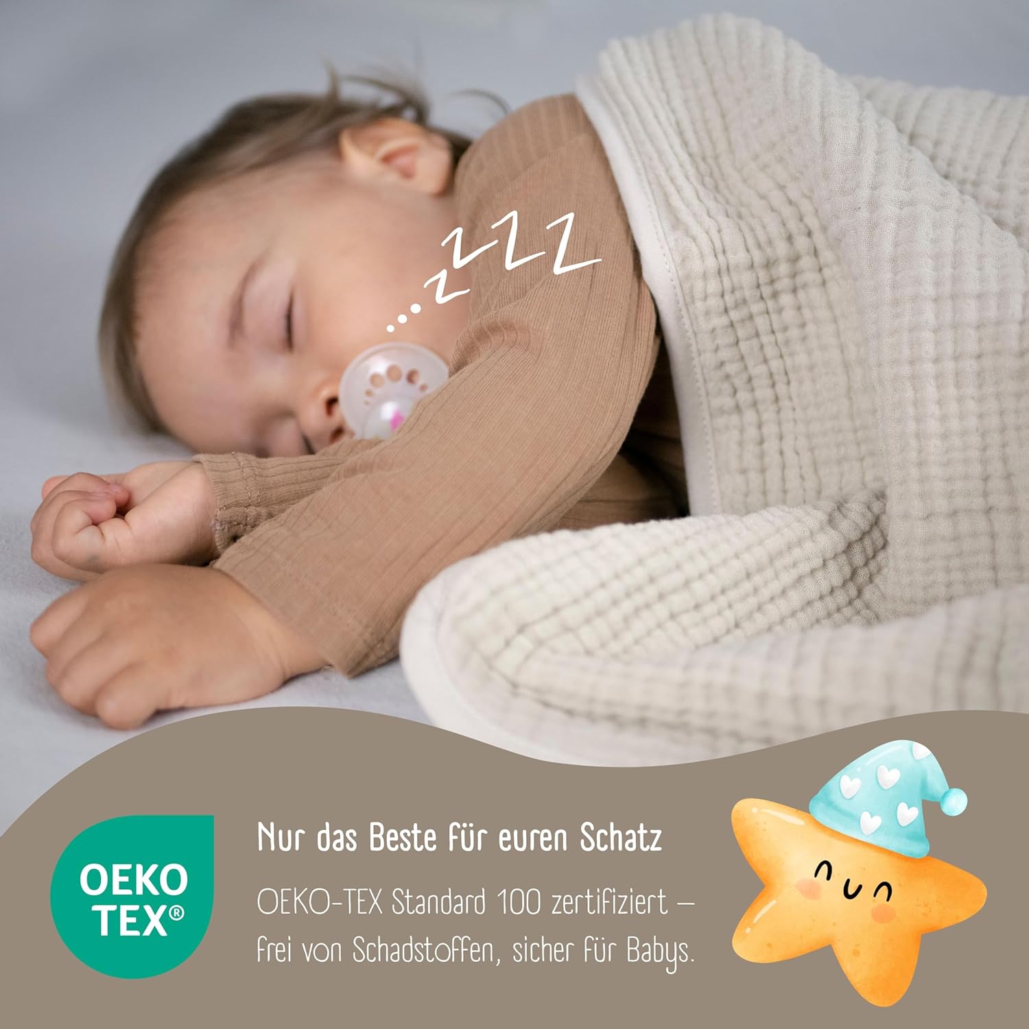 Thumbnail 3 de BEARFOOT Babydecke Musselin Fleecedecke – Flauschige 2‑seitige Decke (Summer Sand)