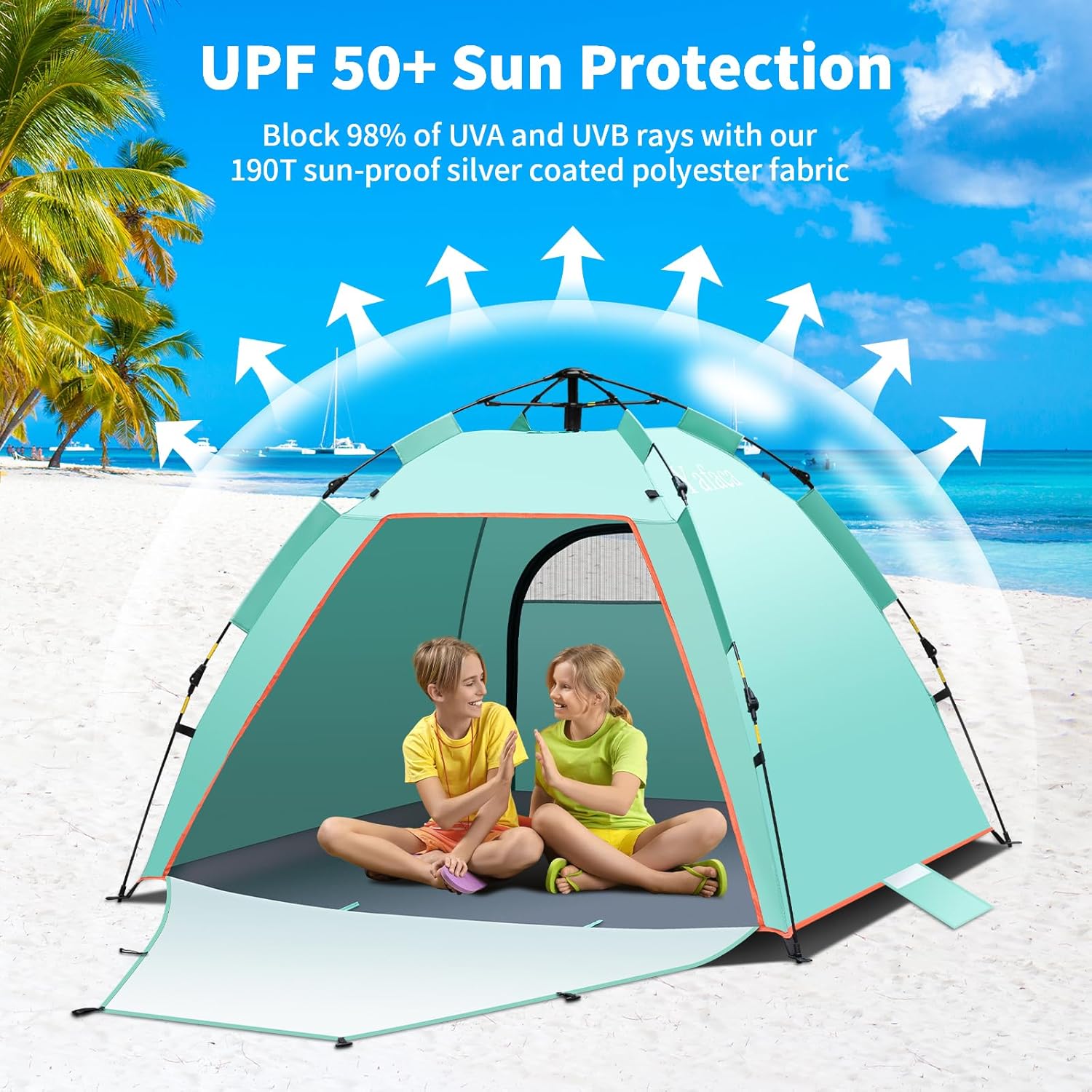 Thumbnail 2 de Yafaca Pop Up Beach Tent (UV 50+, automatic pop-up), 1–3 person extra large shelter